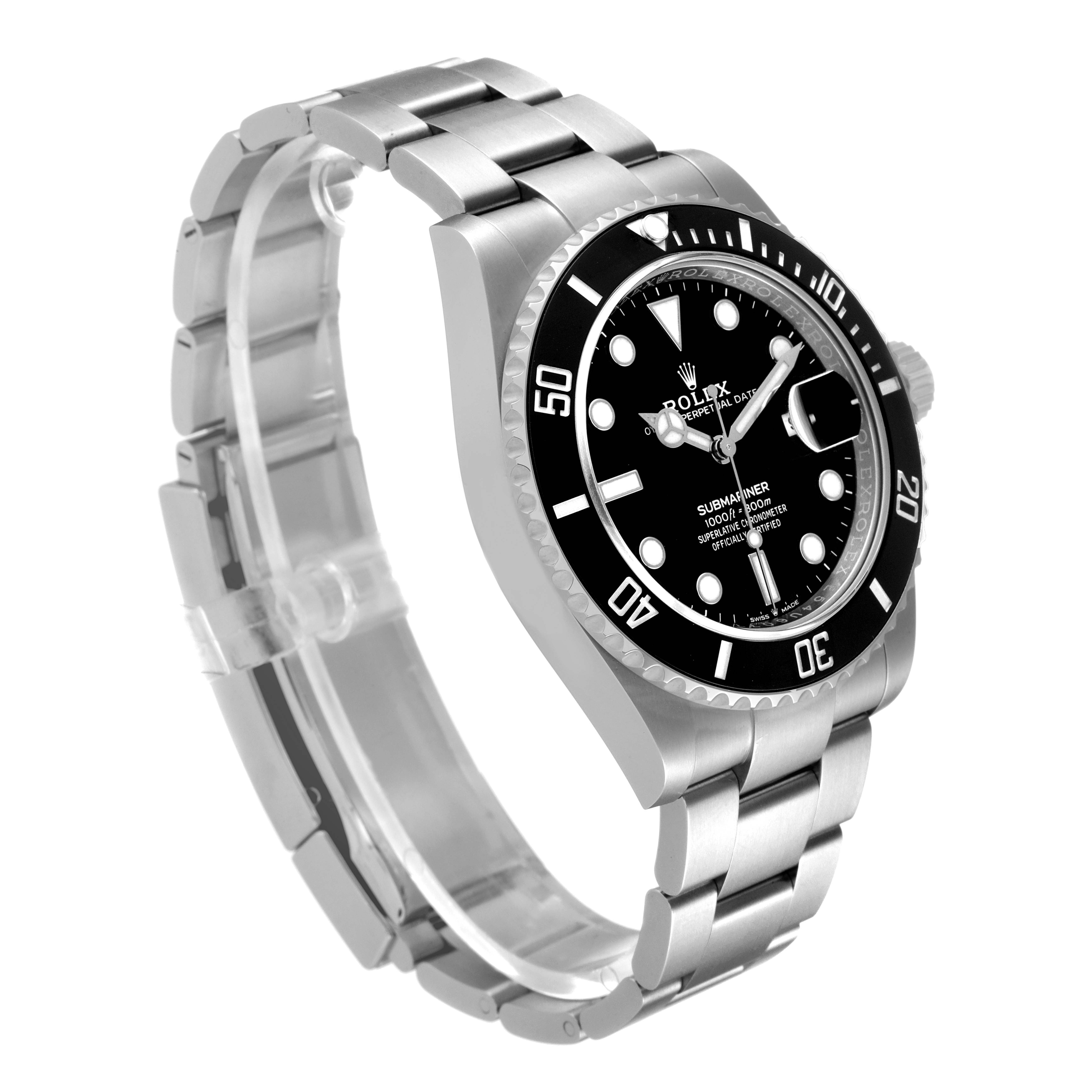 The Rolex Submariner 126610 Men
s Stainless Steel Black Dial 126610 Men
s Stainless Steel Black Dial watch is shown at a three-quarter angle, displaying the case, dial, bezel, and bracelet.