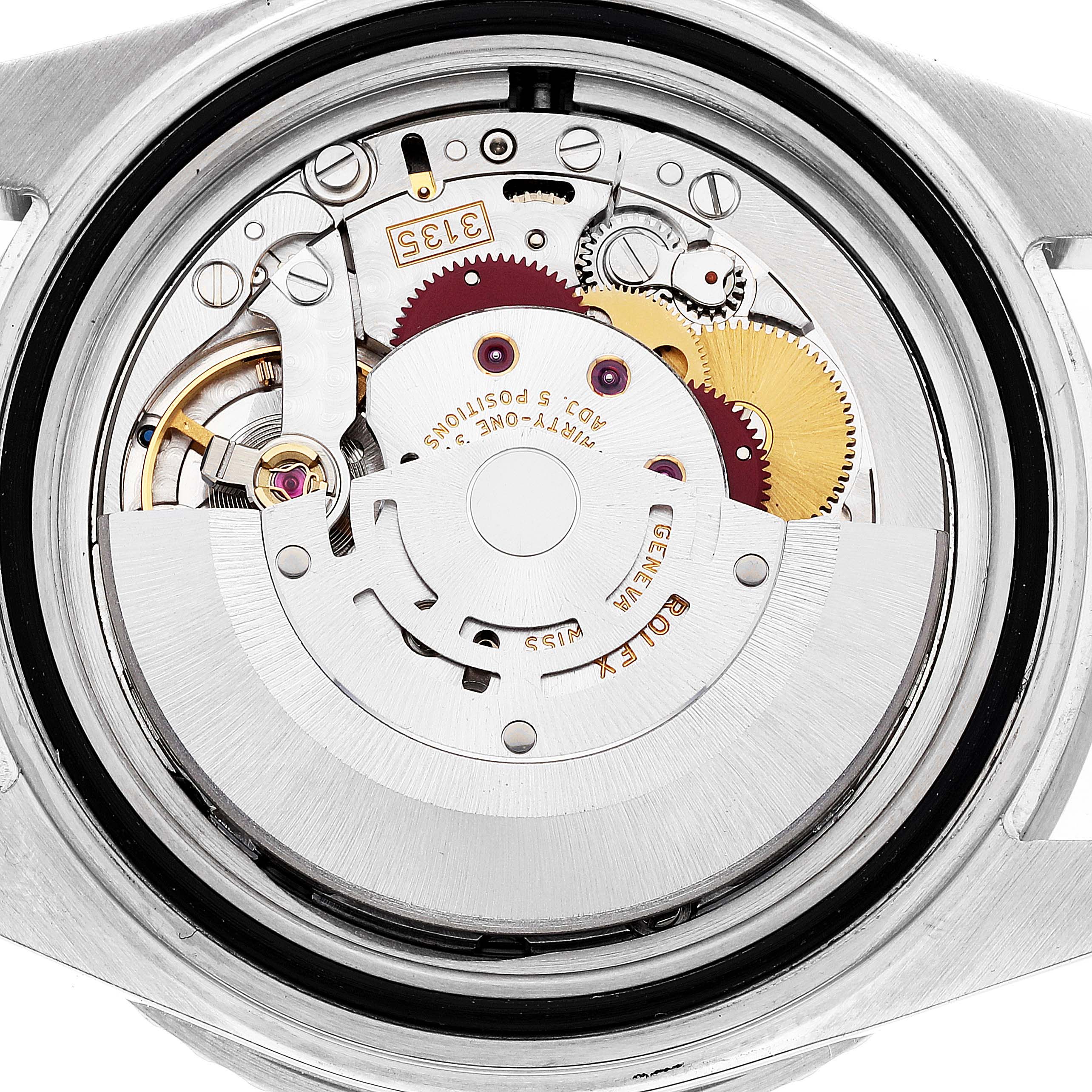 The image shows the internal mechanism and movement of a Rolex Submariner 16610 Men's Stainless Steel Black Dial 16610 Men's Stainless Steel Black Dial watch at a close-up angle.