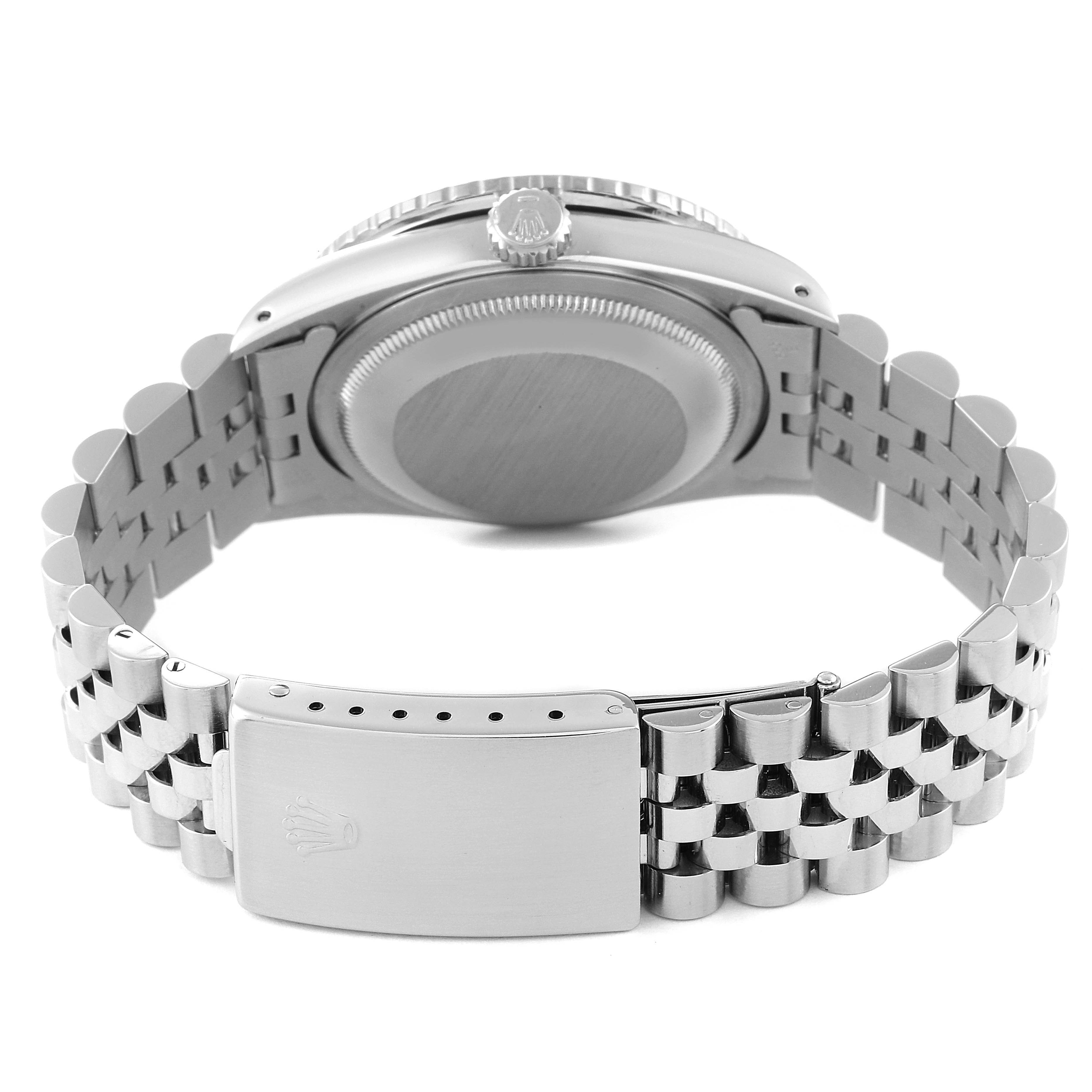 This image shows the back view of the Rolex Turn-o-Graph 16264 Men
s Stainless Steel Blue Dial 16264 Men
s Stainless Steel Blue Dial watch, highlighting the case, crown, and bracelet with clasp.