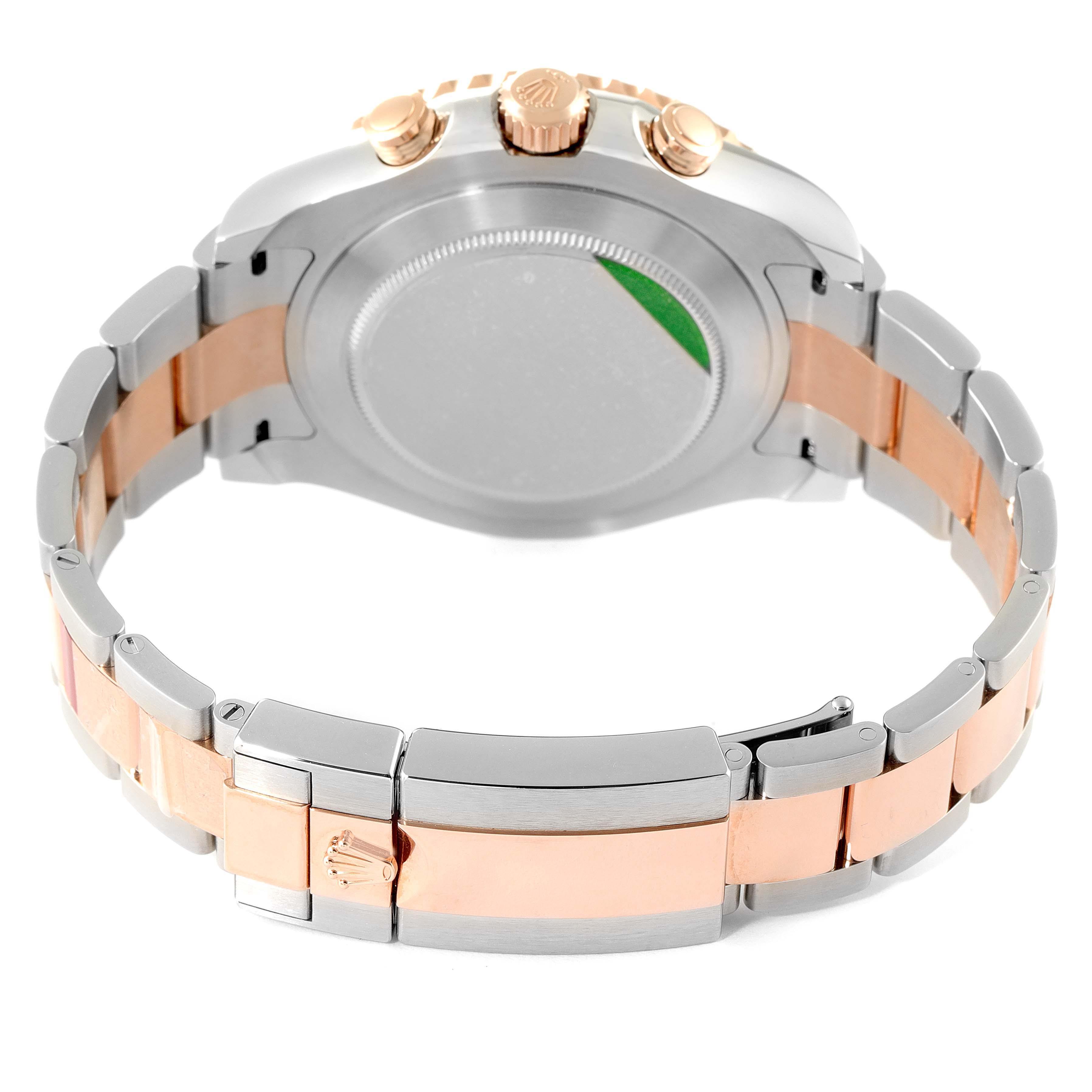 This image shows the back case and bracelet of a Rolex Yacht-Master 116681 Men
s Steel and Gold (two tone) White Dial 116681 Men
s Steel and Gold (two tone) White Dial watch, highlighting its two-tone metal design and clasp.