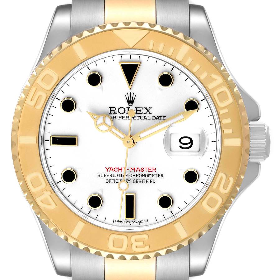 Rolex Yacht-Master 168623 35mm Two Tone 18K Yellow Gold & SS White Dial MINT