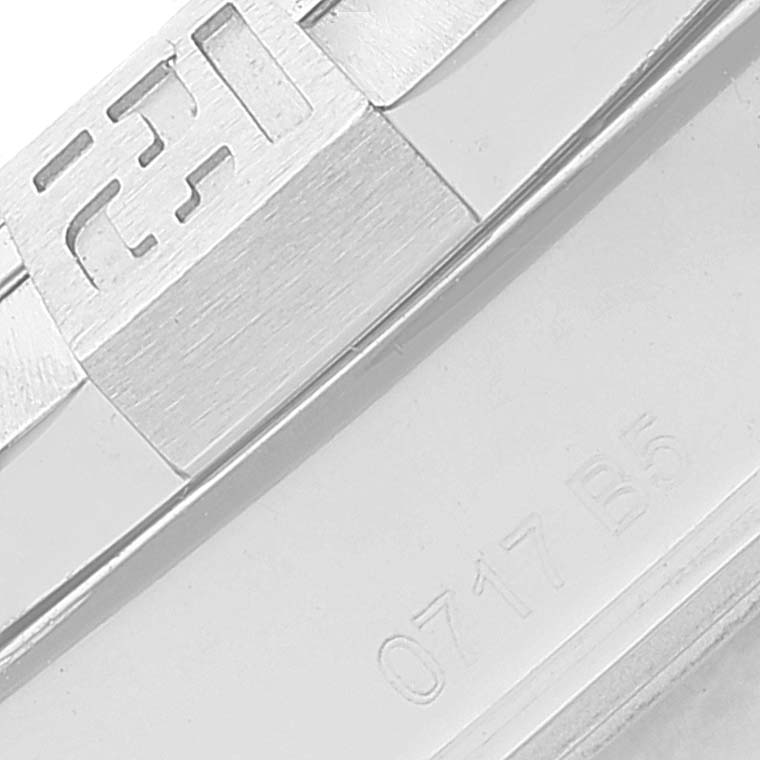 This image shows a close-up angle of the metal bracelet and clasp of a Breitling Avenger A32390 Men's Stainless Steel Black Dial A32390 Men's Stainless Steel Black Dial watch.