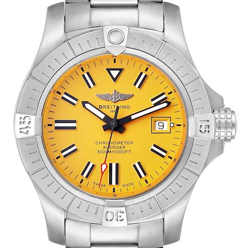 Photo of Breitling Avenger 45 Seawolf Yellow Dial Steel Mens Watch A17319 Box Papers