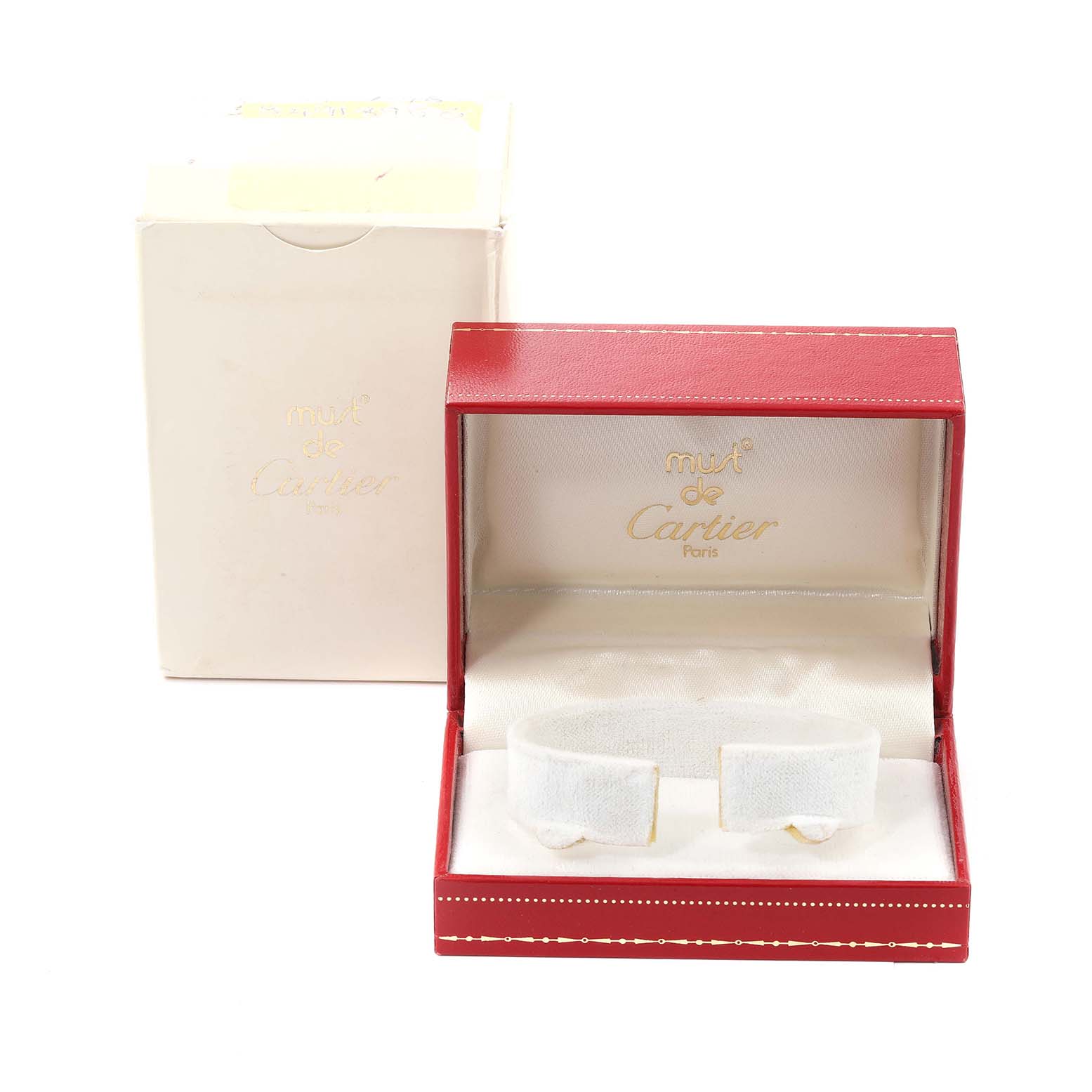 The image shows a Cartier Panthere W25033P5 Women's Stainless Steel Silver Dial W25033P5 Women's Stainless Steel Silver Dial model watch packaging, including a red box and a white exterior box.