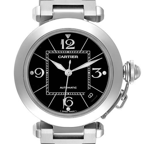 Photo of Cartier Pasha C Medium Black Dial Steel Unisex Watch W31076M7