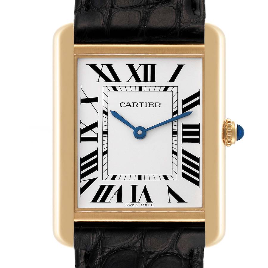 Cartier Tank Solo Large Yellow Gold Steel Mens Watch W5200004 Box Card SwissWatchExpo