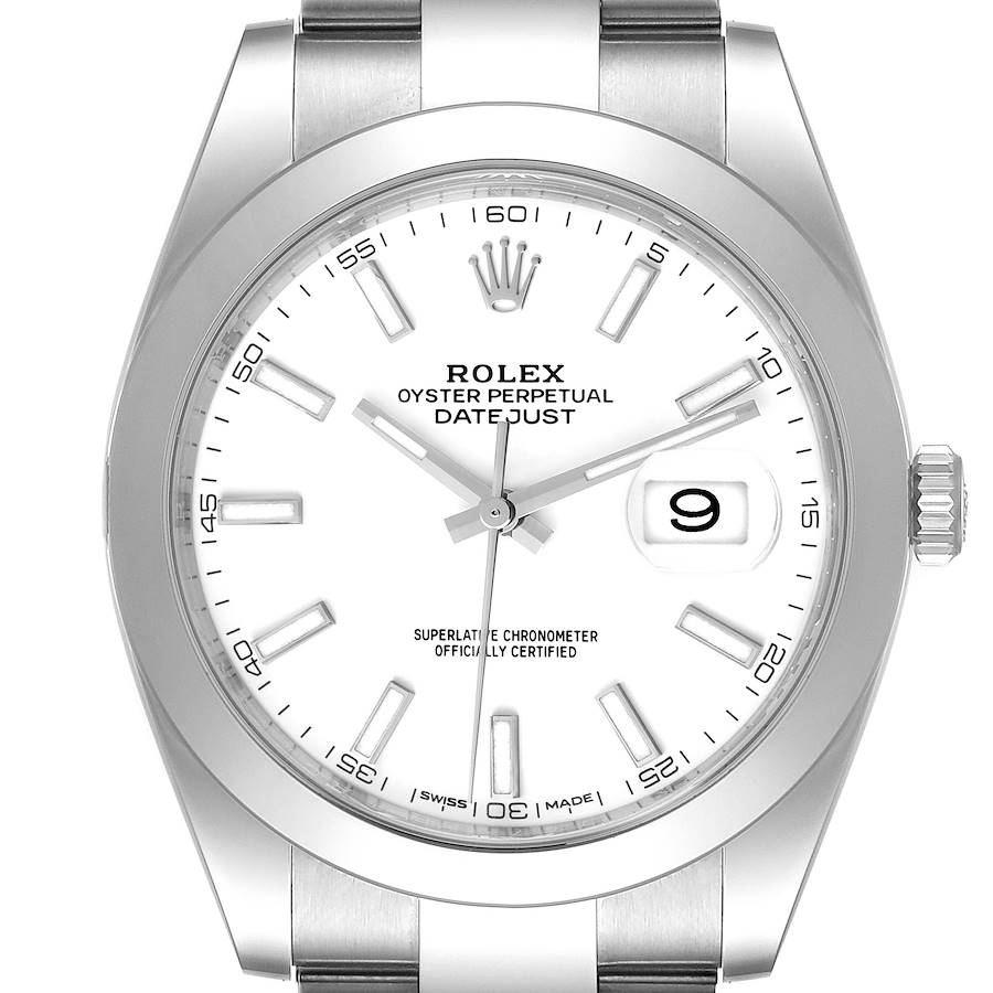 Rolex Datejust 41 White Dial Steel Mens Watch 126300 Box Card SwissWatchExpo