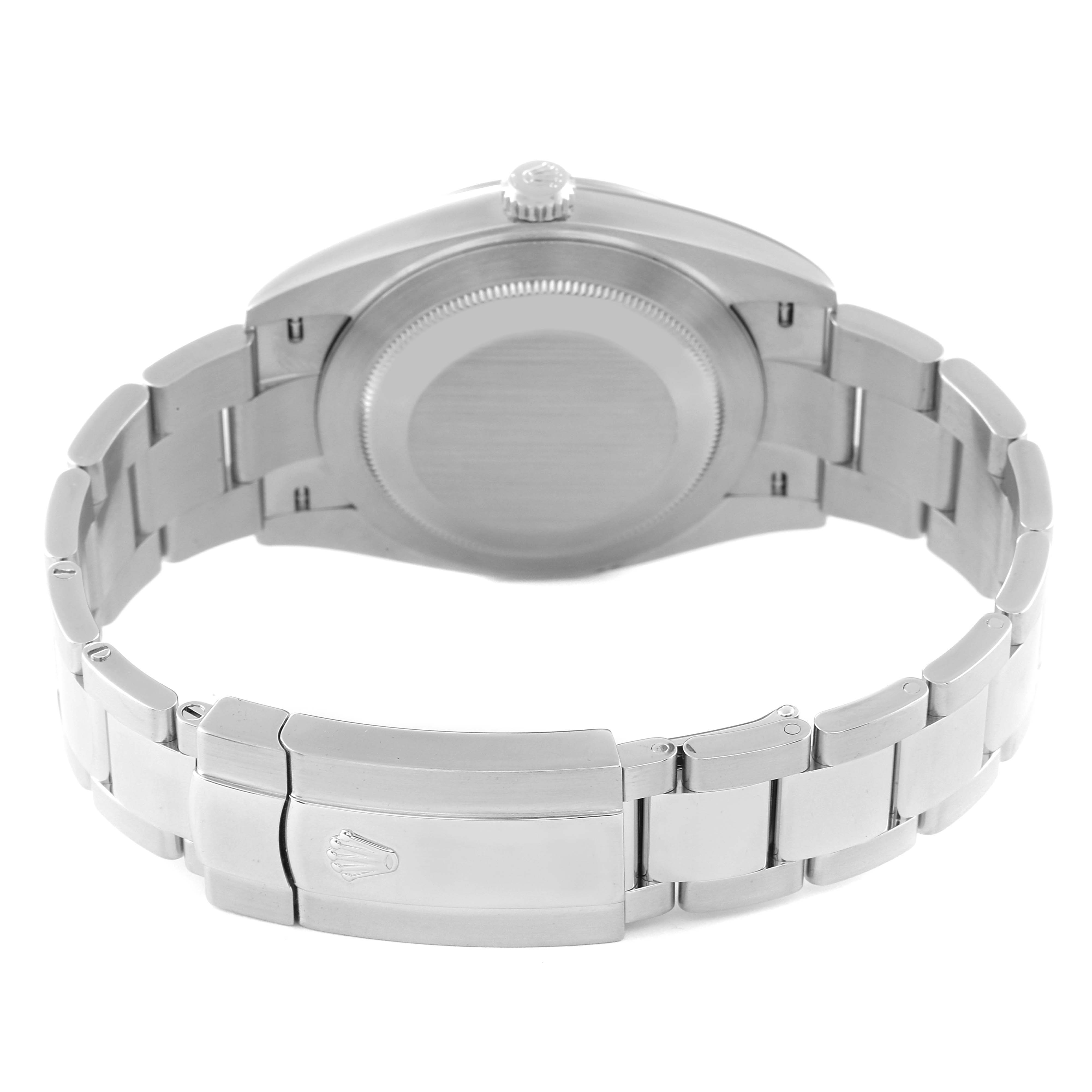 This image shows the back case and bracelet of a Rolex Datejust 41 116300 Men's Stainless Steel Blue Dial 116300 Men's Stainless Steel Blue Dial watch from a rear angle.