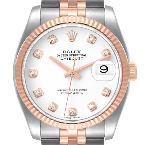 Photo of NOT FOR SALE Rolex Datejust Steel Rose Gold White Diamond Dial Mens Watch 116231 PARTIAL PAYMENT