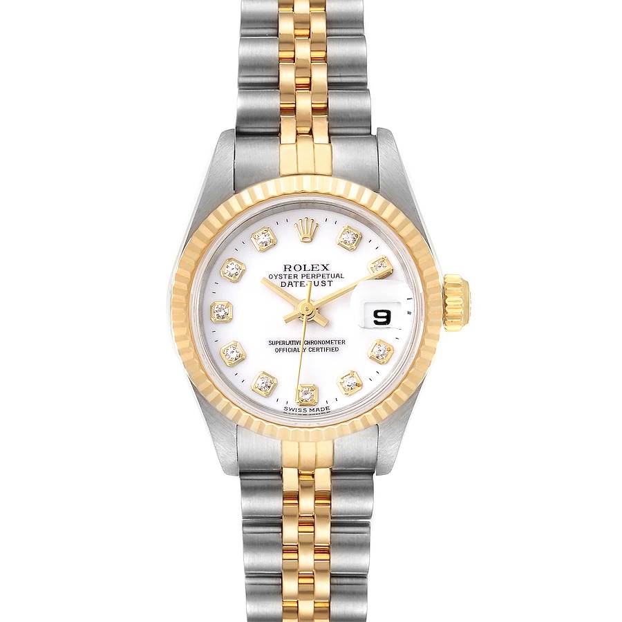 Rolex Datejust Steel Yellow Gold White Diamond Dial Watch 69173 Papers SwissWatchExpo