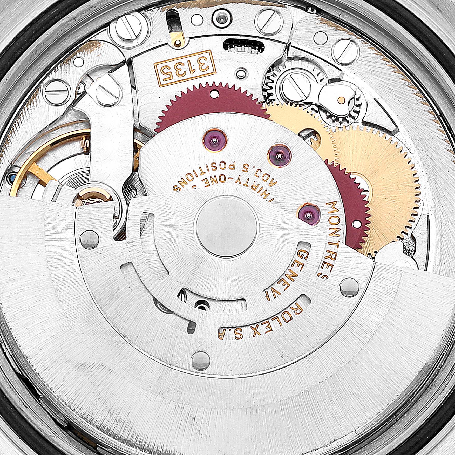 This image shows the intricate internal mechanism of the Rolex Turn-o-Graph 16264 Men's Stainless Steel Blue Dial 16264 Men's Stainless Steel Blue Dial watch, highlighting gears and the rotor.