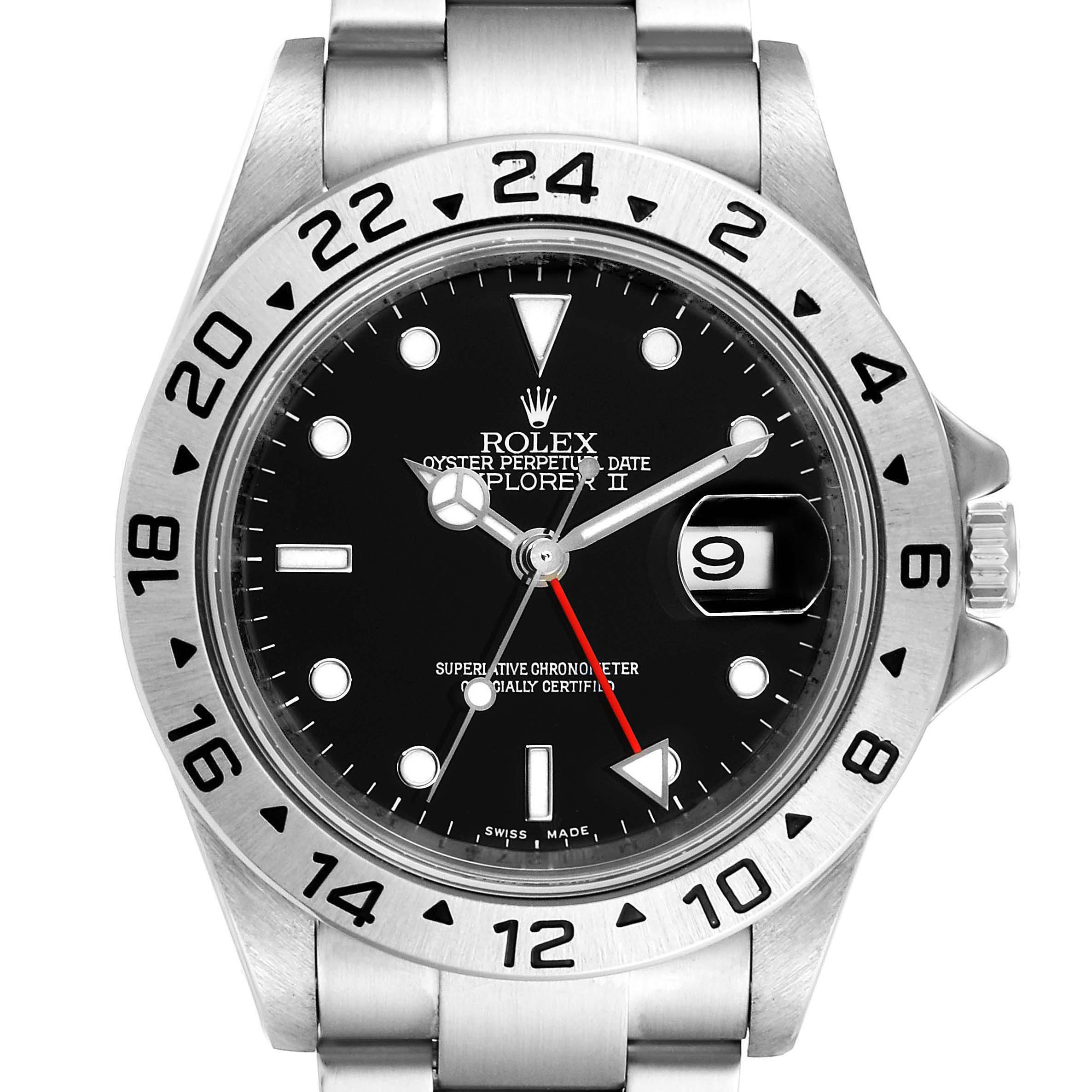 The image shows a frontal view of the Rolex Explorer 16570 Men
s Stainless Steel Black Dial 16570 Men
s Stainless Steel Black Dial watch, displaying the dial, bezel, and bracelet.