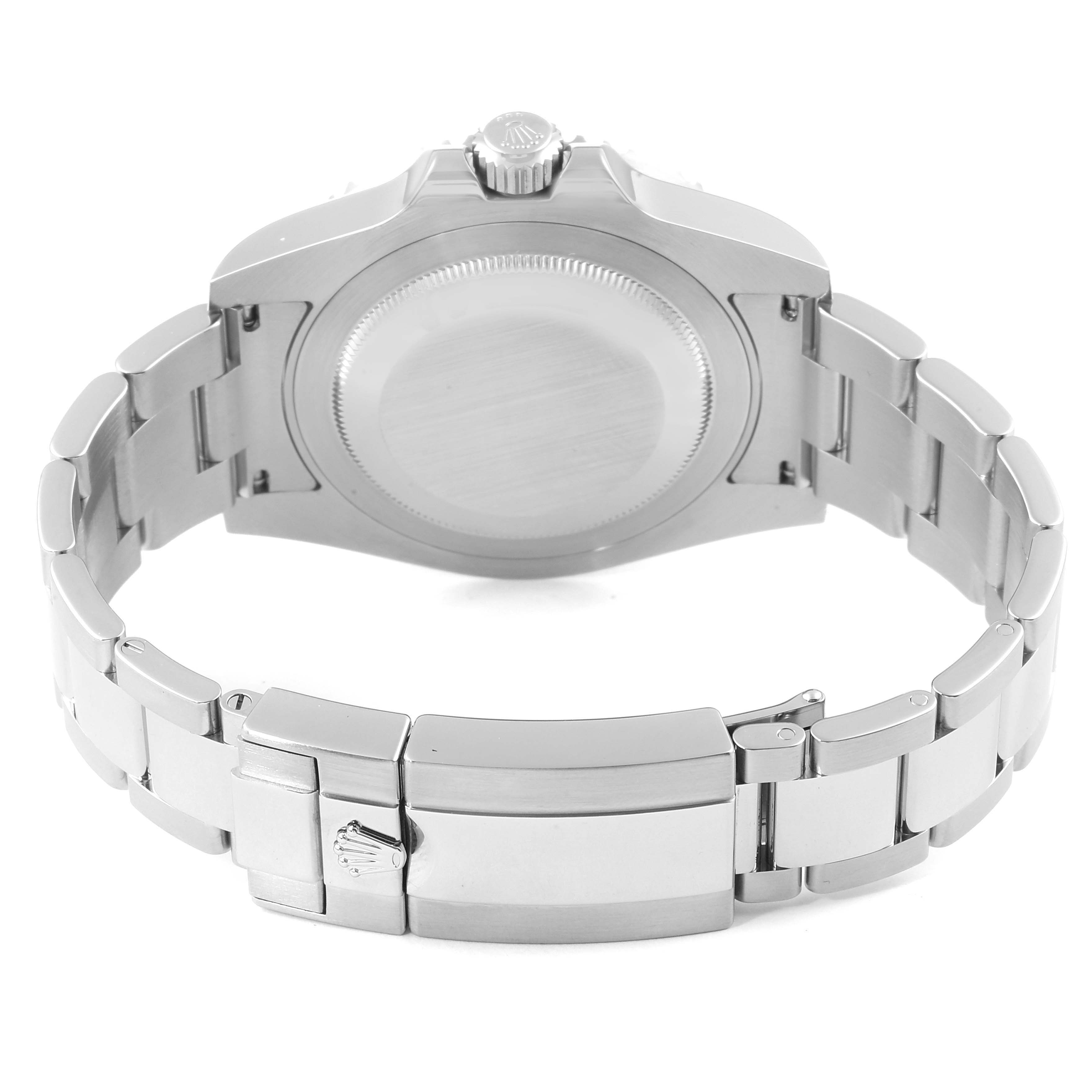 The image shows the back case, bracelet, and clasp of a Rolex GMT-Master 116710 Men's Stainless Steel Black Dial 116710 Men's Stainless Steel Black Dial watch from a rear angle.