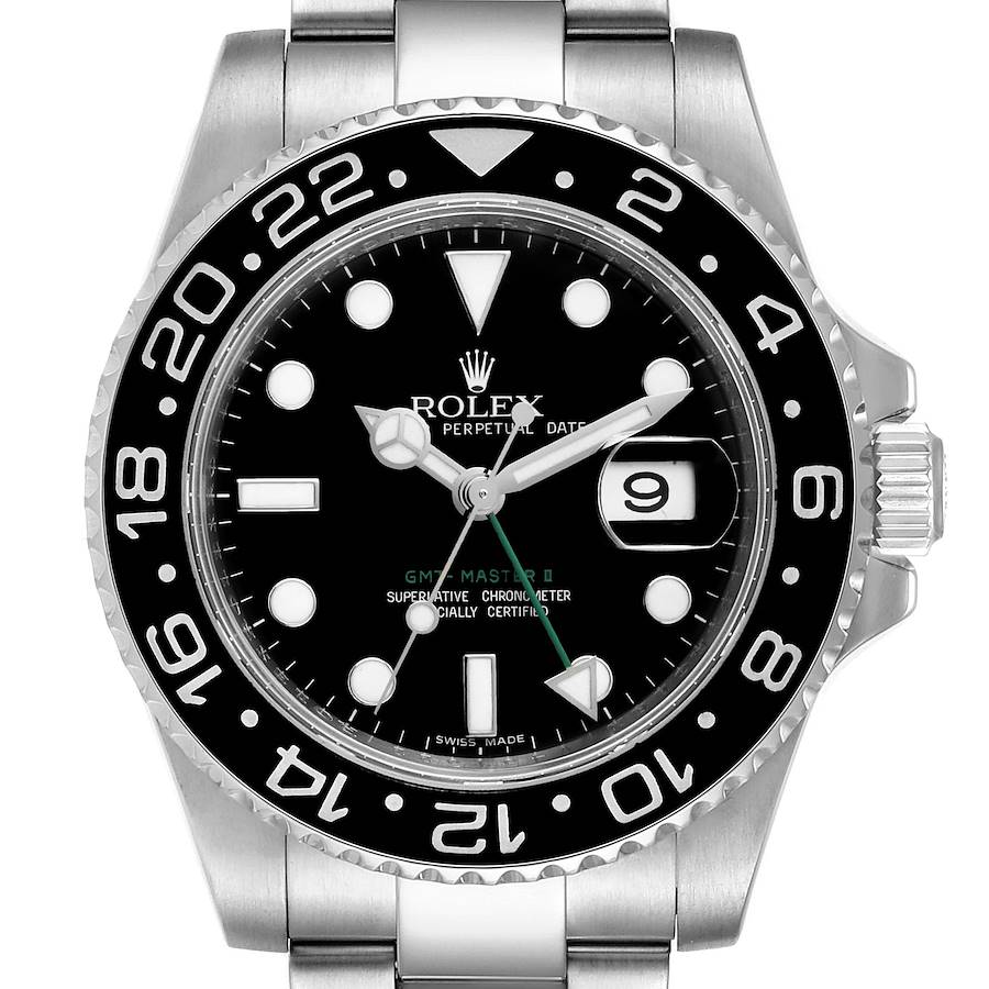 gave Hykler Udled Rolex GMT Master II Black Dial Steel Mens Watch 116710 | SwissWatchExpo