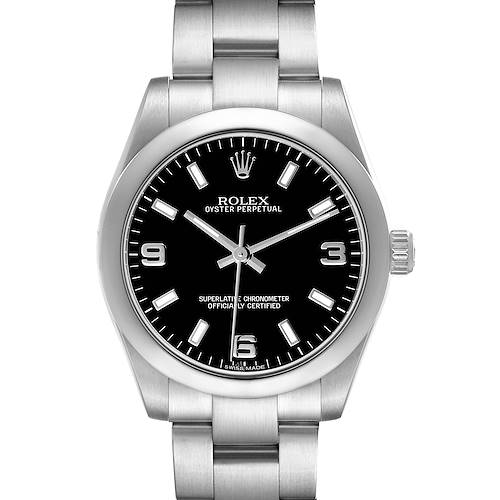 Photo of Rolex Oyster Perpetual Midsize 31 Black Dial Steel Ladies Watch 177200