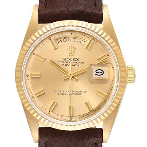 Photo of Rolex President Day-Date Wide Fat Boy Yellow Vintage Gold Mens Watch 1803
