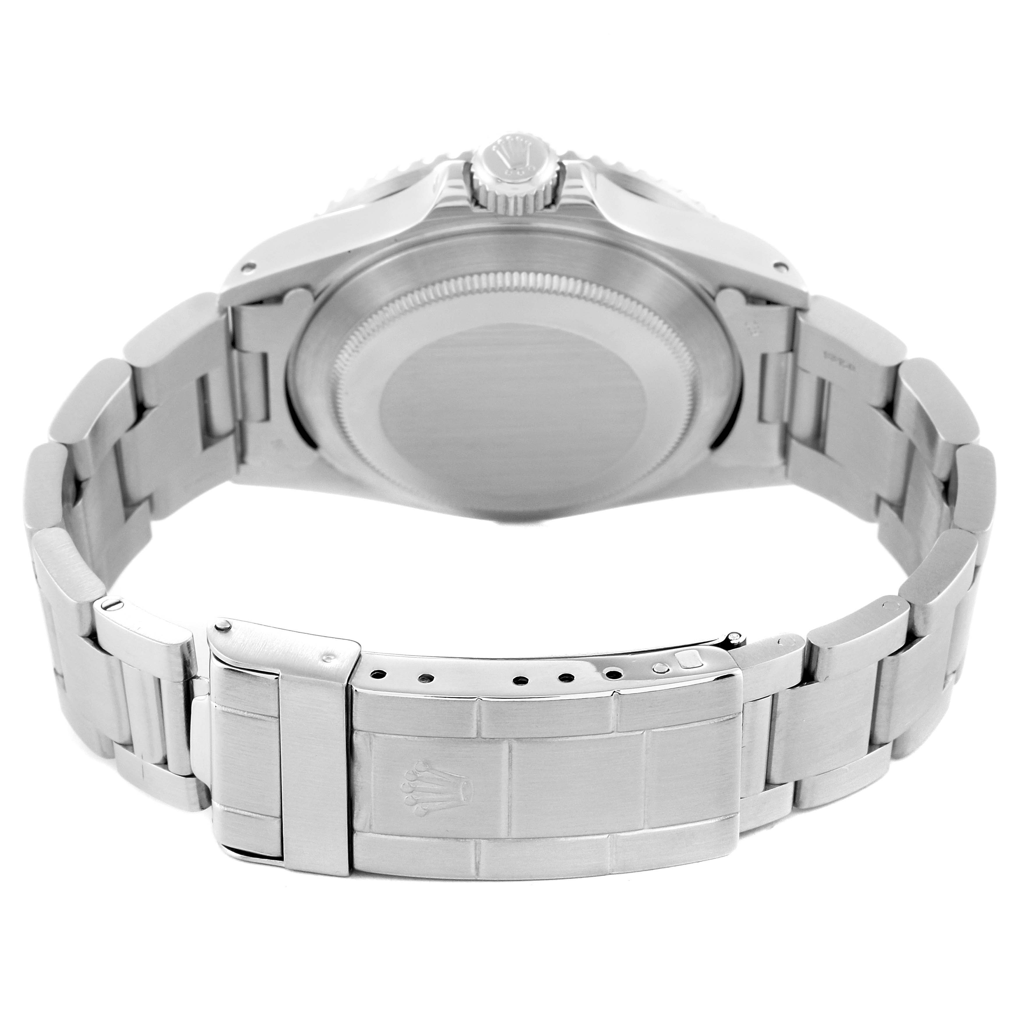 The image shows the back view of a Rolex Submariner 168000 Men's Stainless Steel Black Dial 168000 Men's Stainless Steel Black Dial watch, focusing on the bracelet and clasp.