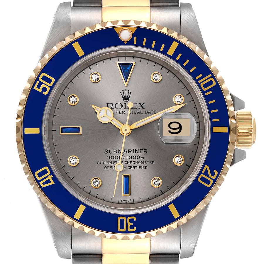 NOT FOR SALE Rolex Submariner Steel Gold Diamond Sapphire Serti Dial Watch 16613 Box Papers PARTIAL PAYMENT SwissWatchExpo