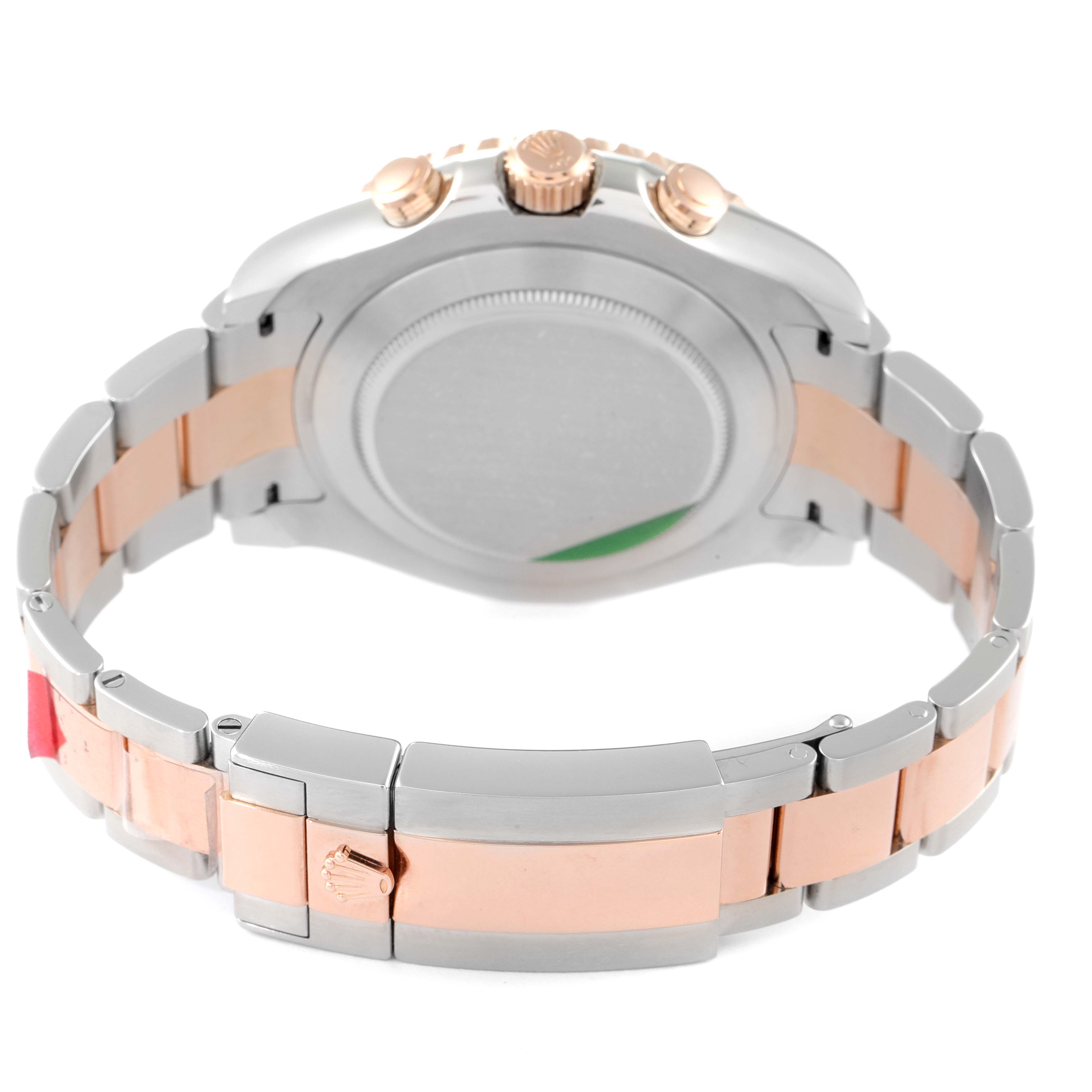 This image shows the back and wristband of a Rolex Yacht-Master 116681 Men
s Steel and Gold (two tone) White Dial 116681 Men
s Steel and Gold (two tone) White Dial watch, featuring a two-tone metal design.