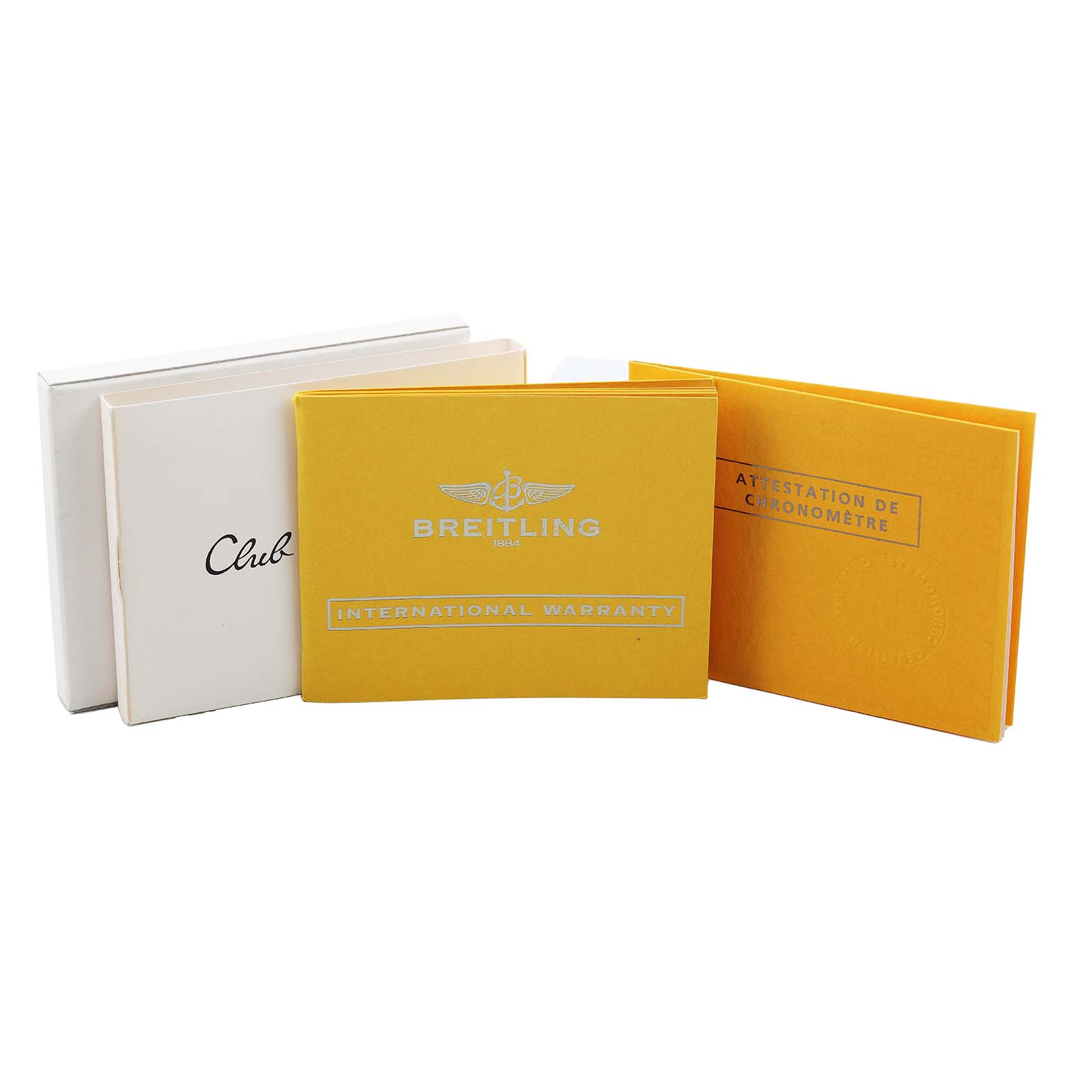 The image shows the Bentley model by Breitling's documentation, including warranty and chronometer certificates.