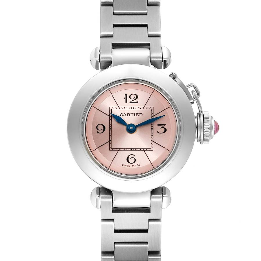 Cartier Miss Pasha Steel Pink Dial Quartz Ladies Watch W3140008 SwissWatchExpo