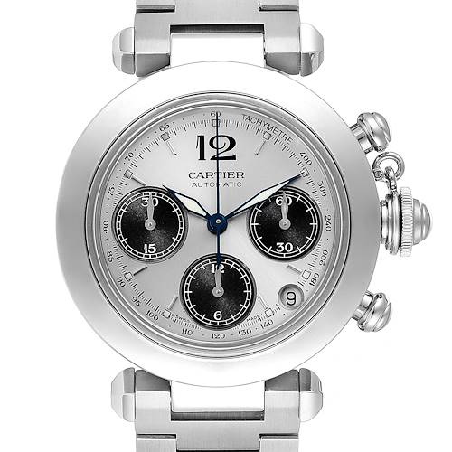 Photo of Cartier Pasha Midsize Chronograph Steel Silver Dial Ladies Watch W31048M7