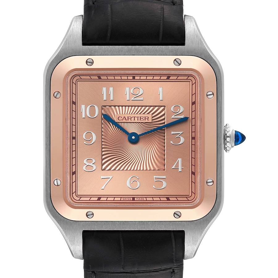 Cartier Santos Dumont XL Steel Rose Gold Limited Edition Mens Watch W2SA0025 Box Card SwissWatchExpo