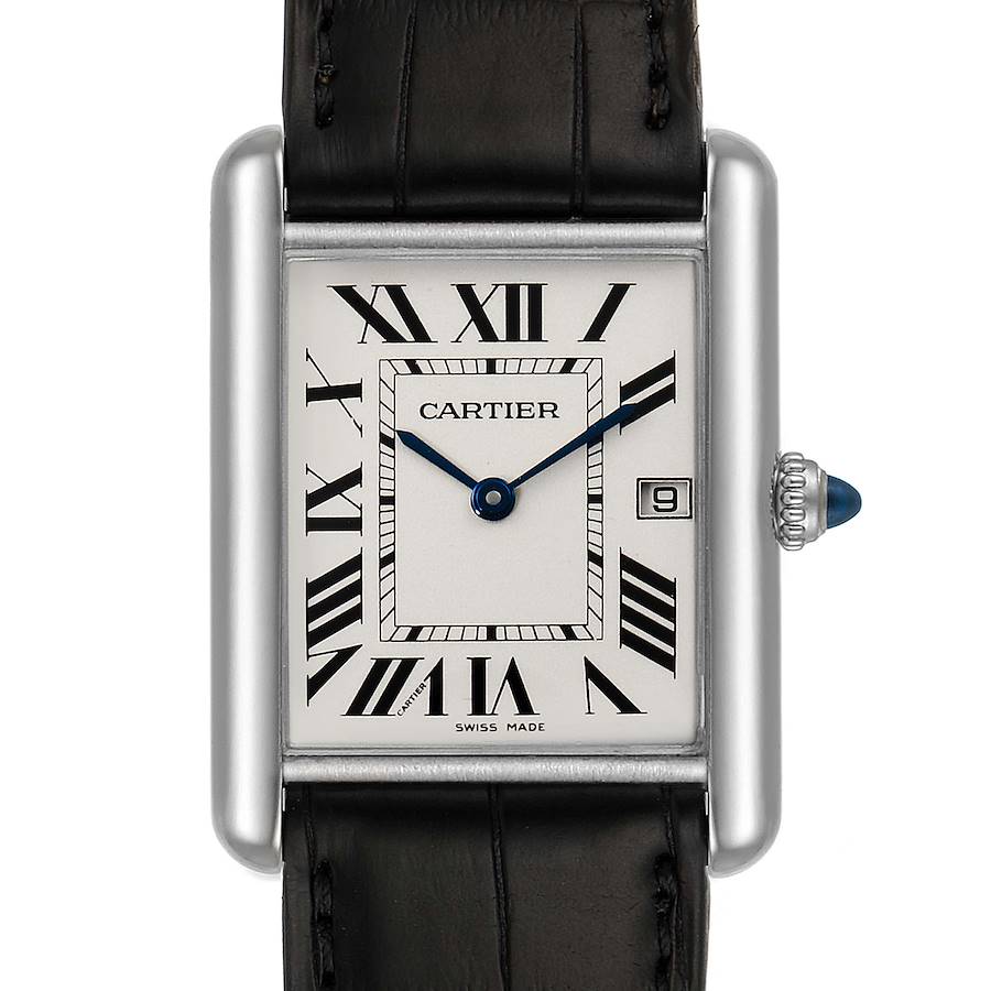 Cartier Tank Louis Large White Gold Unisex Watch W1540956 Box Papers SwissWatchExpo