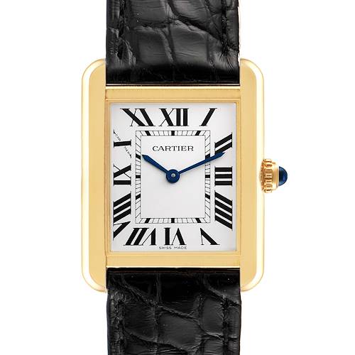 Photo of Cartier Tank Solo Yellow Gold Steel Silver Dial Ladies Watch W5200002 Box Card