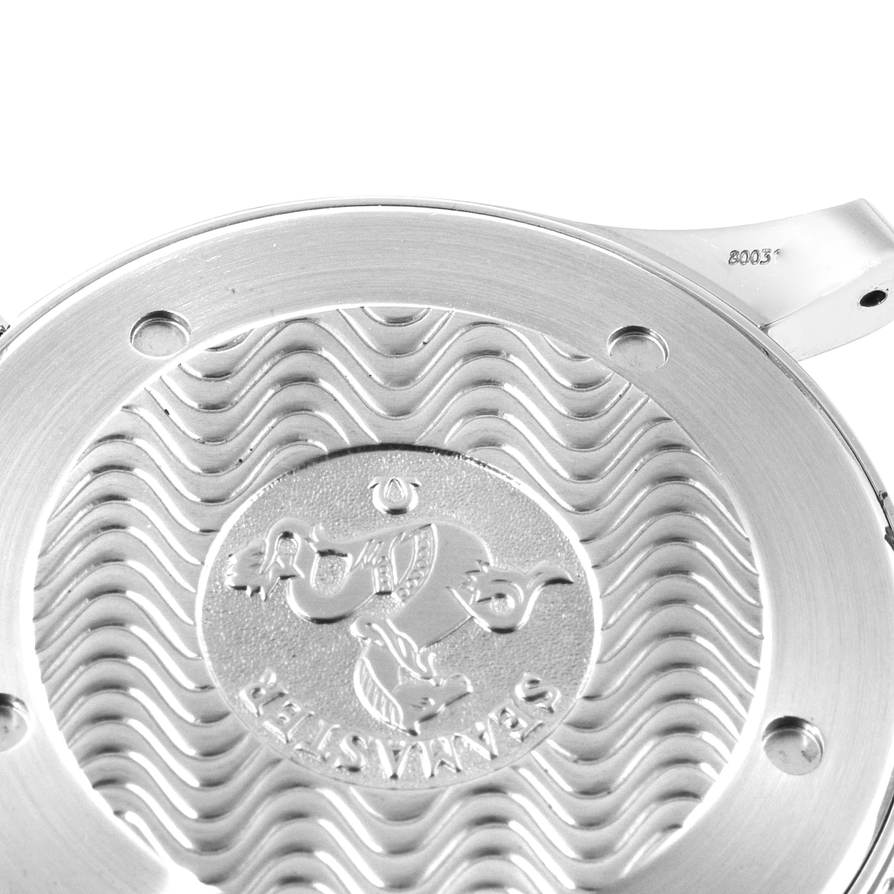 This image shows the engraved case back of the Omega Seamaster 2254.50.00 Men's Stainless Steel Black Dial 2254.50.00 Men's Stainless Steel Black Dial watch, viewed from above.