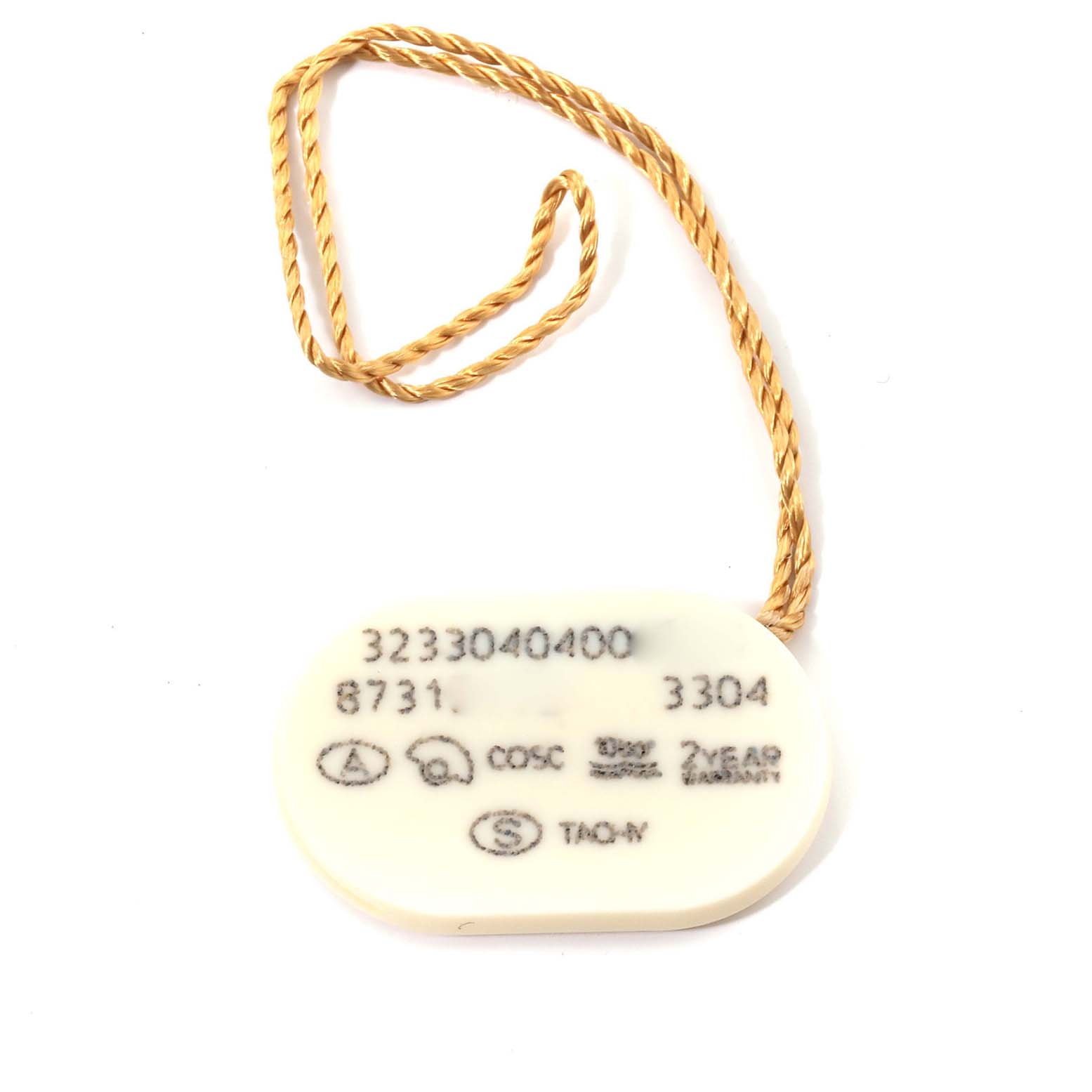 The image shows a tag with a string for the Omega Speedmaster 323.30.40.40.06.001 Men's Stainless Steel Grey Dial 323.30.40.40.06.001 Men's Stainless Steel Grey Dial model.