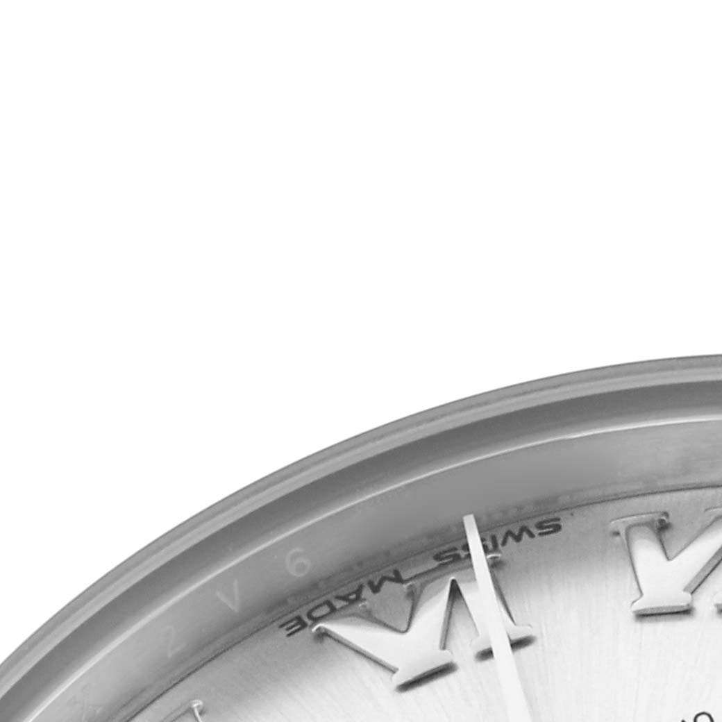 The image shows a partial view of the dial, including the hands and markers, for a Rolex Mid-Size 178274 Women's Stainless Steel Silver Dial 178274 Women's Stainless Steel Silver Dial watch.