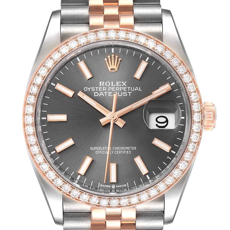 Rolex Datejust 36 Steel Rose Gold Diamond Unisex Watch 126281 Box Card SwissWatchExpo
