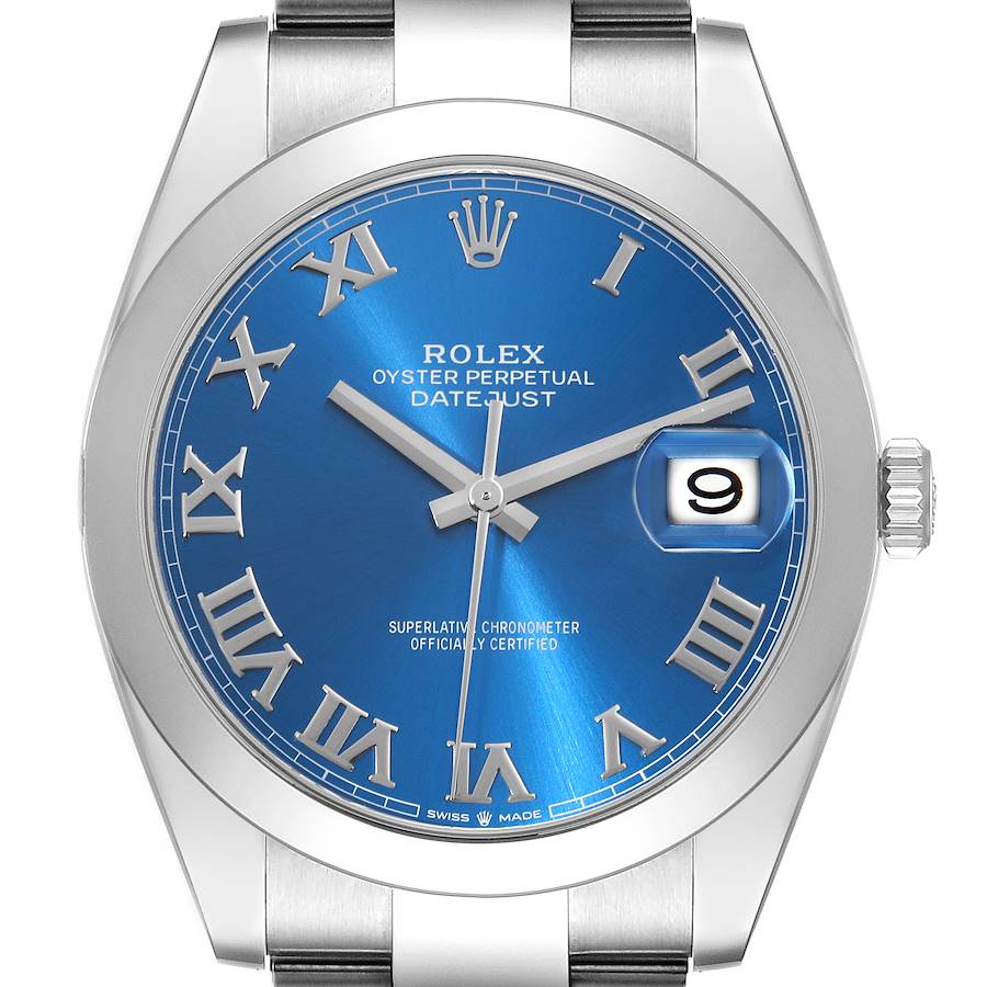 Rolex Datejust 41 Blue Roman Dial Steel Mens Watch 126300 Card SwissWatchExpo
