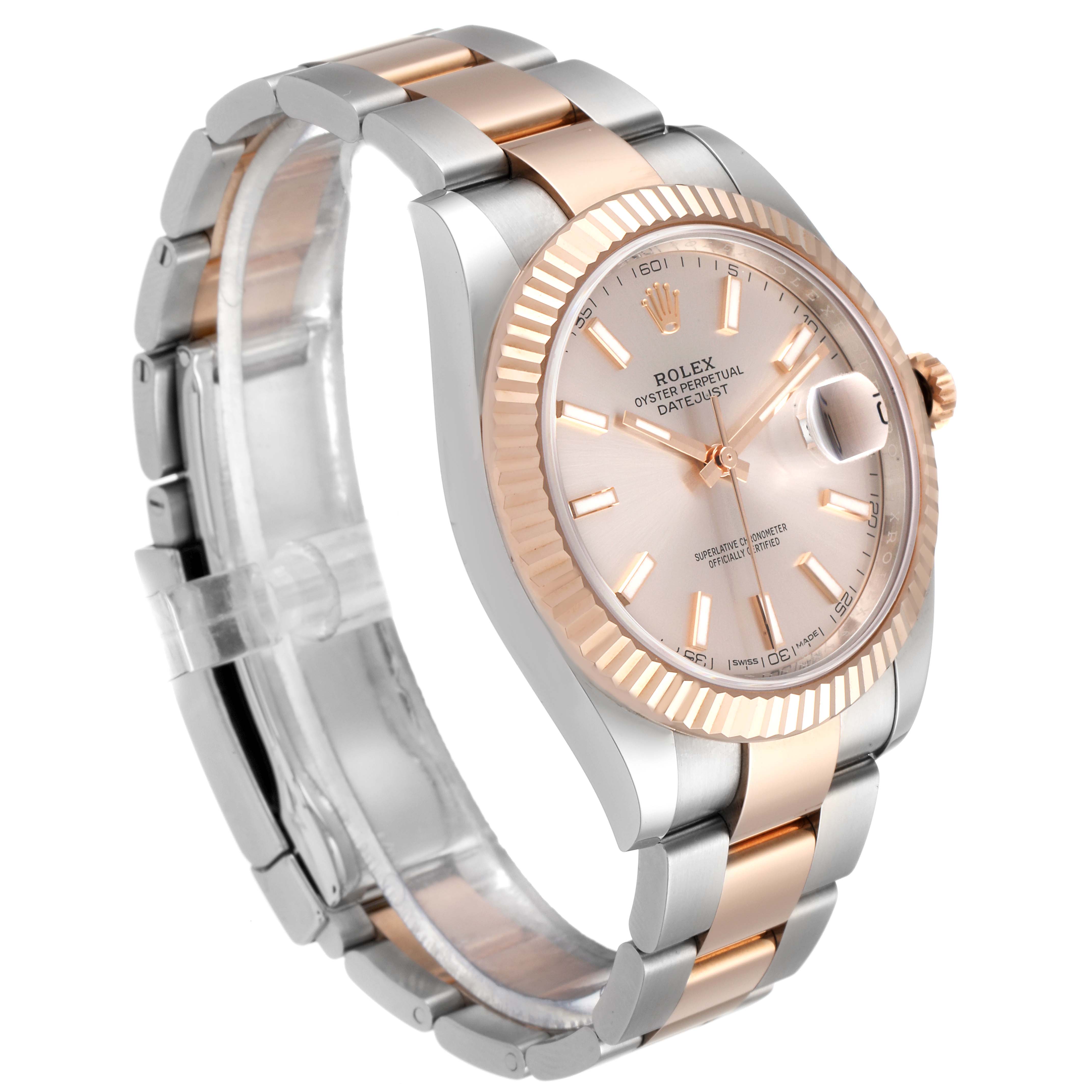 The Rolex Datejust 41 126331 Men's Steel and Gold (two tone) Beige Dial 126331 Men's Steel and Gold (two tone) Beige Dial is shown at a three-quarter angle, highlighting the dial, bezel, and oyster bracelet.