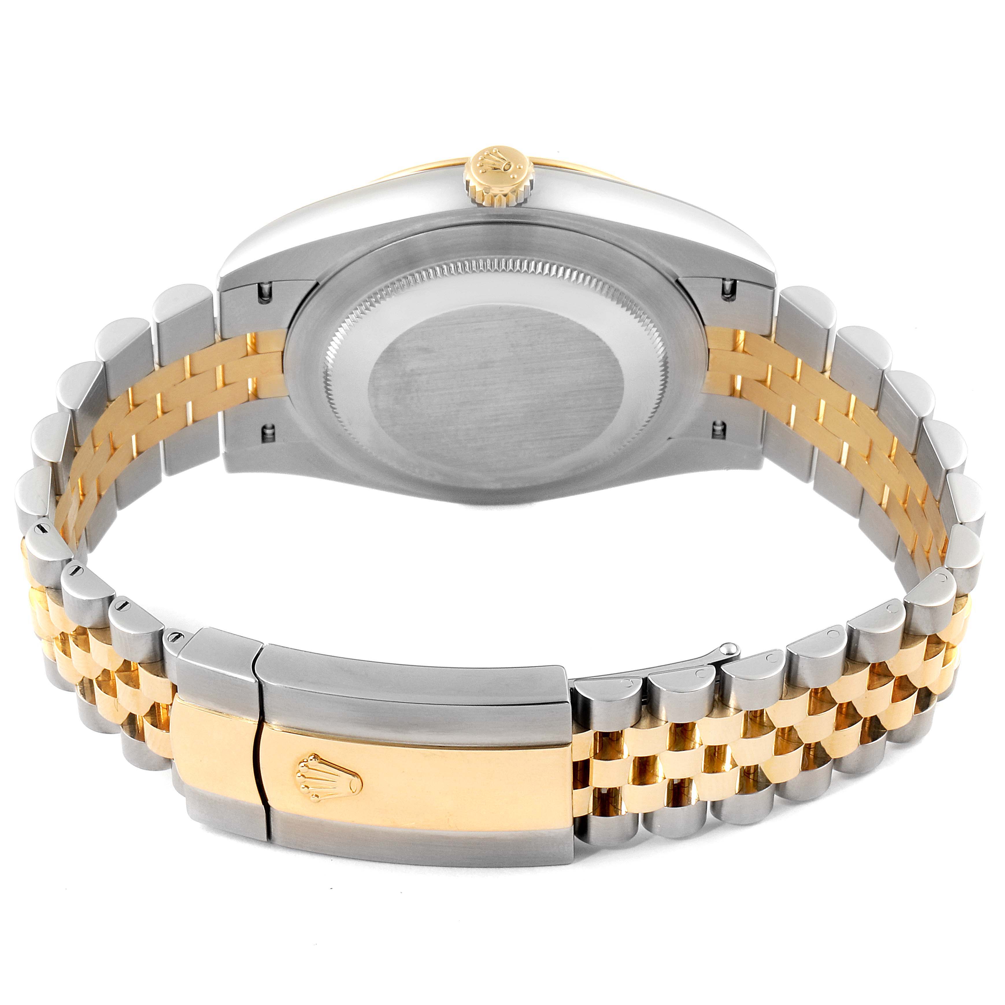 The image shows the back case and clasp of a Rolex Datejust 41 126333 Men's Steel and Gold (two tone) Grey Dial 126333 Men's Steel and Gold (two tone) Grey Dial, highlighting the two-tone bracelet.