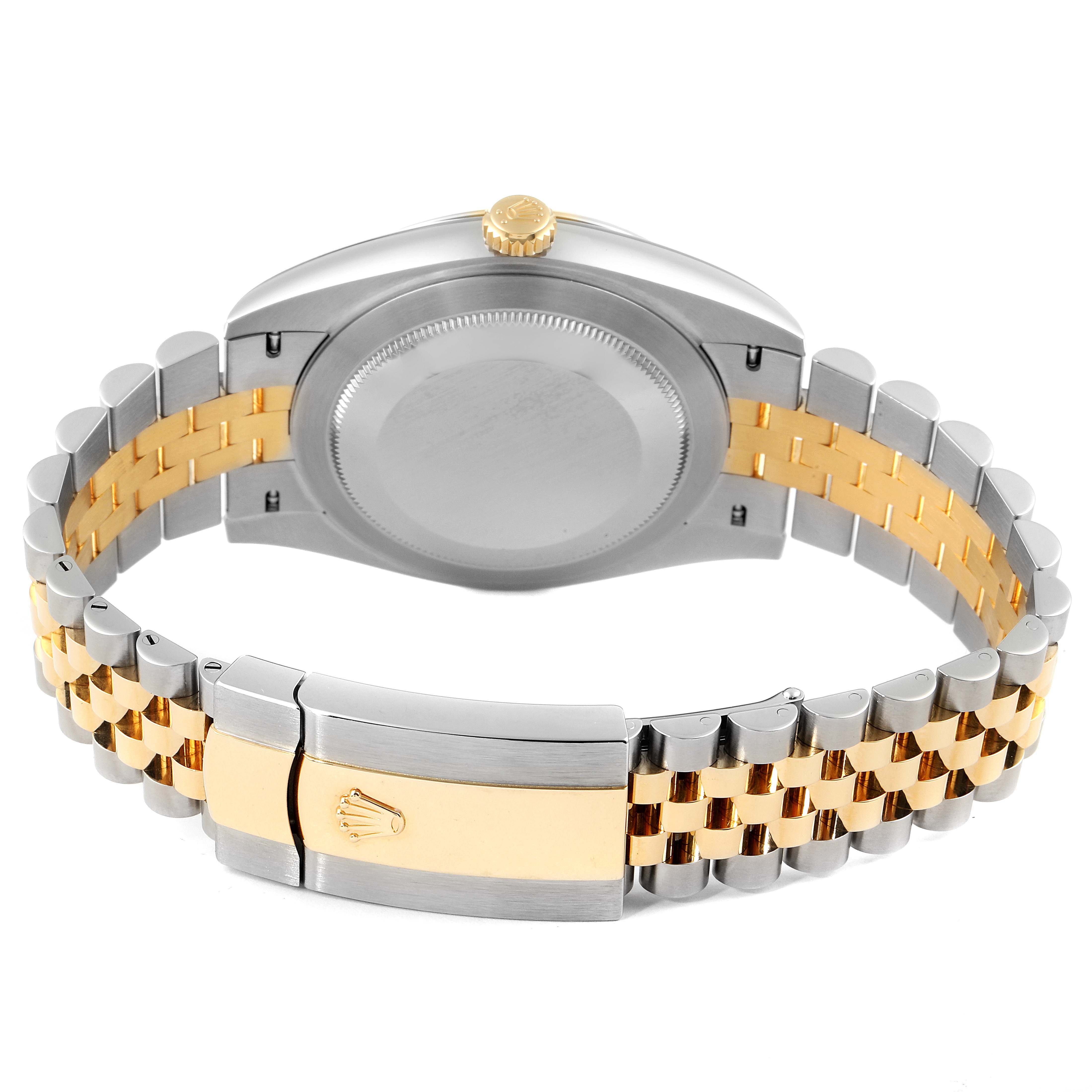 The image shows the back case and bracelet of a Rolex Datejust 41 126333 Men
s Steel and Gold (two tone) Grey Dial 126333 Men
s Steel and Gold (two tone) Grey Dial watch at a rear angle.