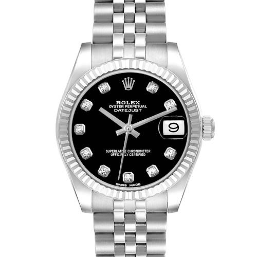 Photo of Rolex Datejust Midsize Steel White Gold Diamond Dial Ladies Watch 178274 Box Card