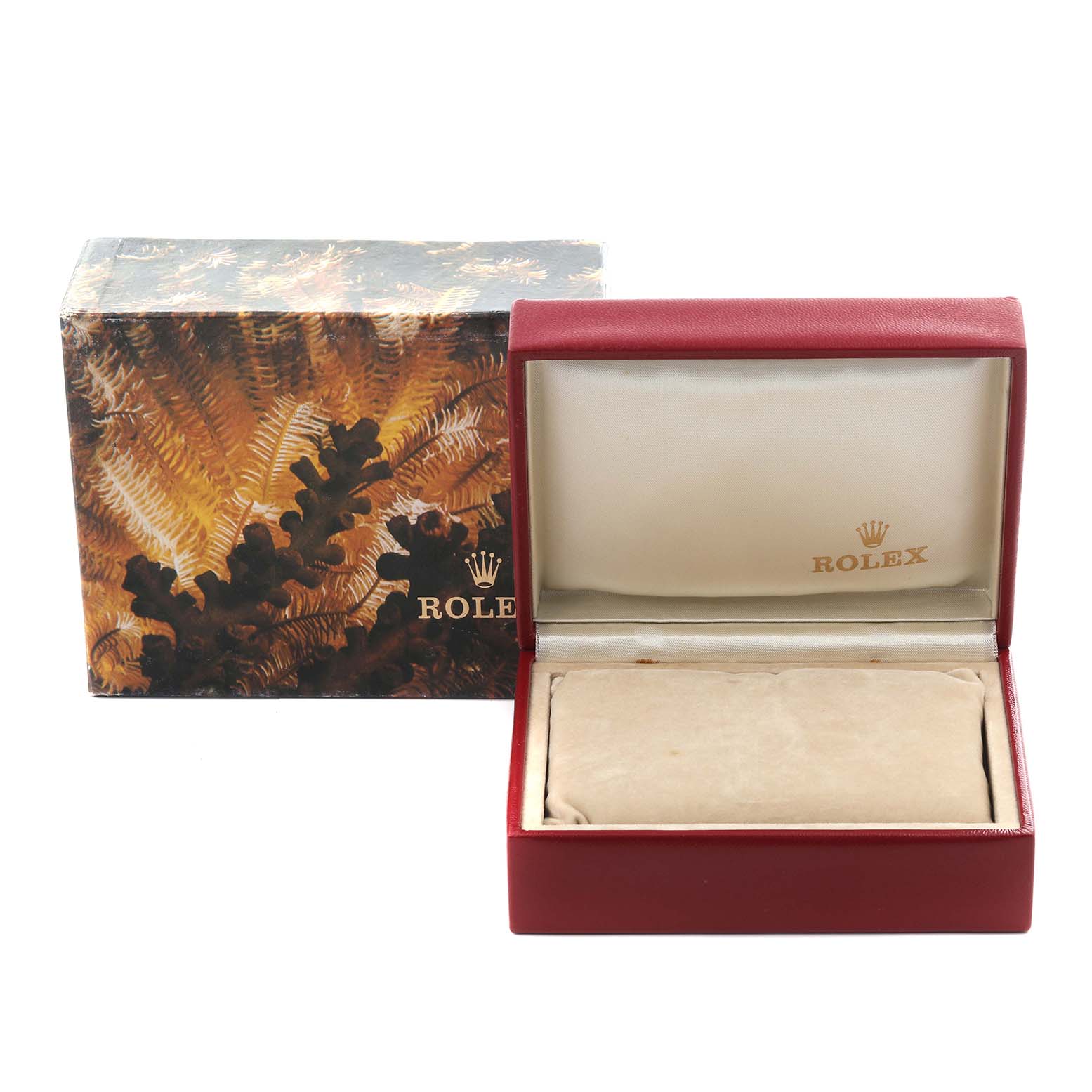 The image shows a Rolex Datejust 69173 Women's Steel and Gold (two tone) White Dial 69173 Women's Steel and Gold (two tone) White Dial watch box and packaging from a front angle, with no watch visible inside.