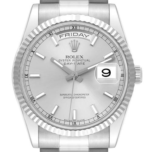 Photo of Rolex Day Date President White Gold Silver Dial Mens Watch 118239