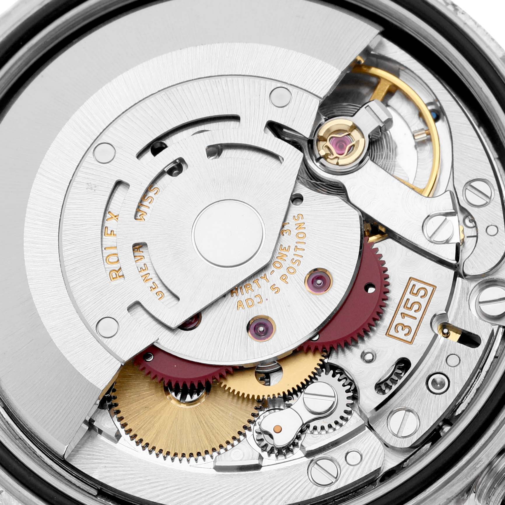 This image shows the internal movement mechanism of the Rolex President 118239 Men's White Gold Silver Dial 118239 Men's White Gold Silver Dial model watch.