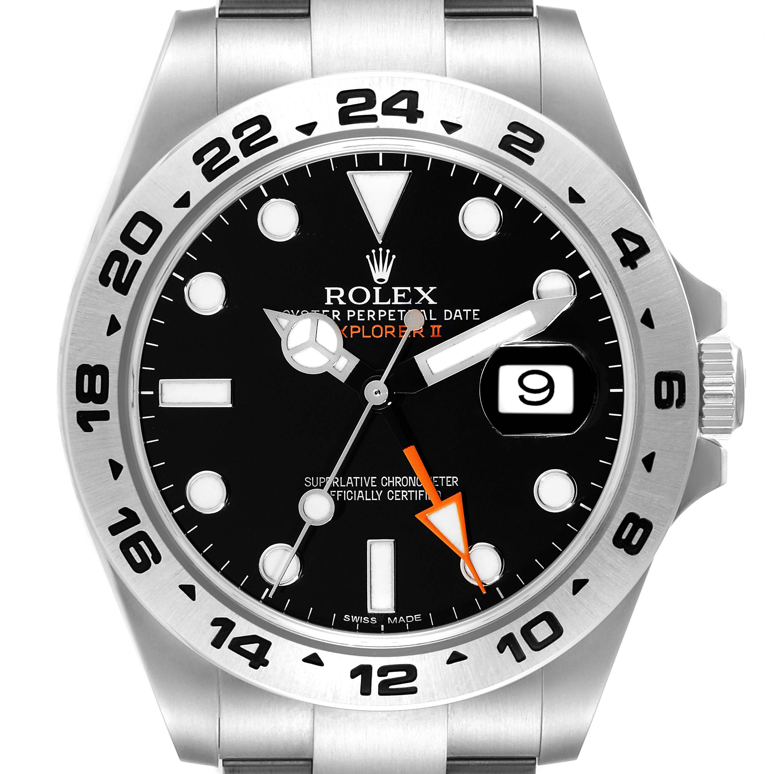The image shows a front view of a Rolex Explorer 216570 Men's Stainless Steel Black Dial 216570 Men's Stainless Steel Black Dial watch, highlighting its dial, hands, date window, and bezel.