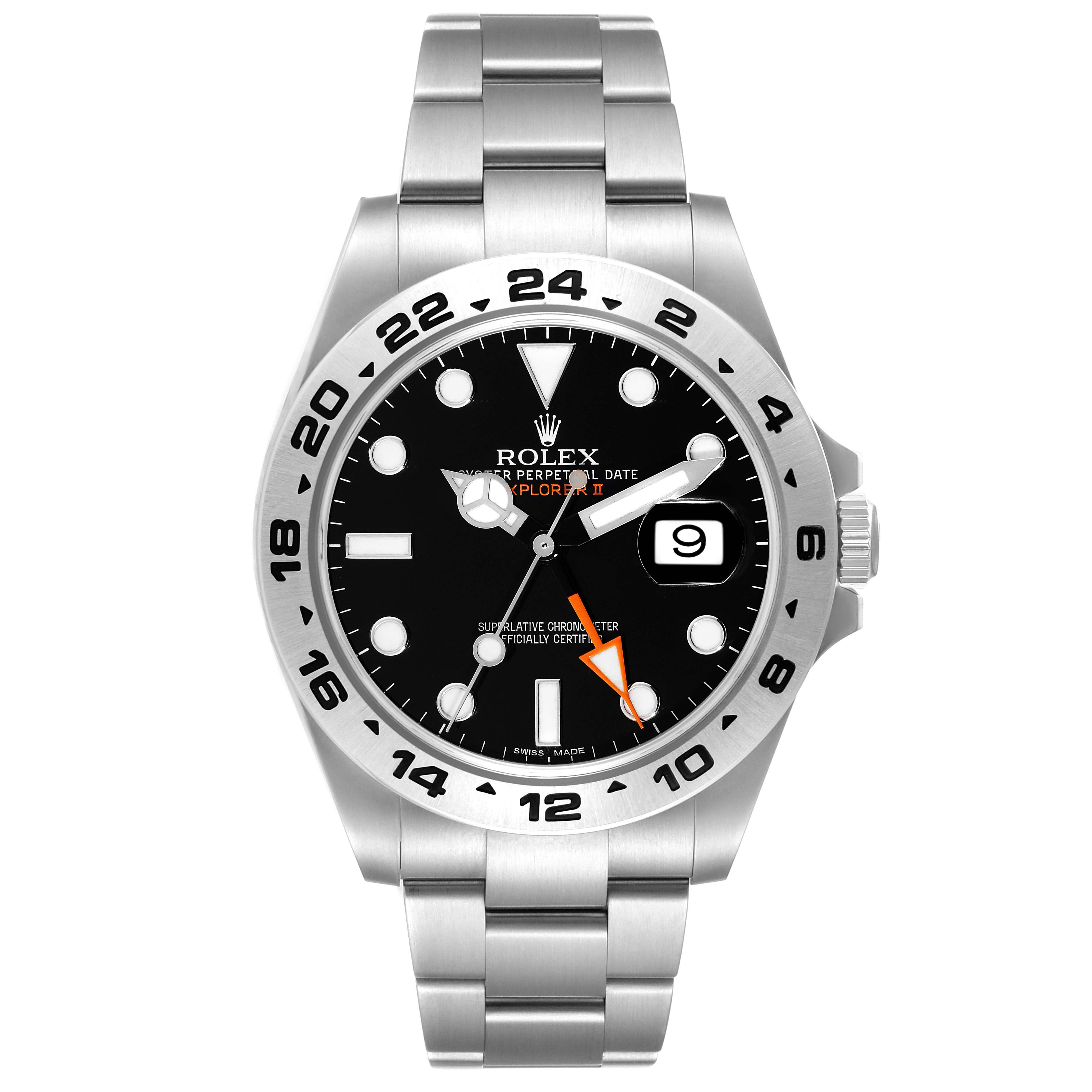 The image shows a front view of a Rolex Explorer 216570 Men's Stainless Steel Black Dial 216570 Men's Stainless Steel Black Dial model watch, displaying the face, bezel, bracelet, and crown.