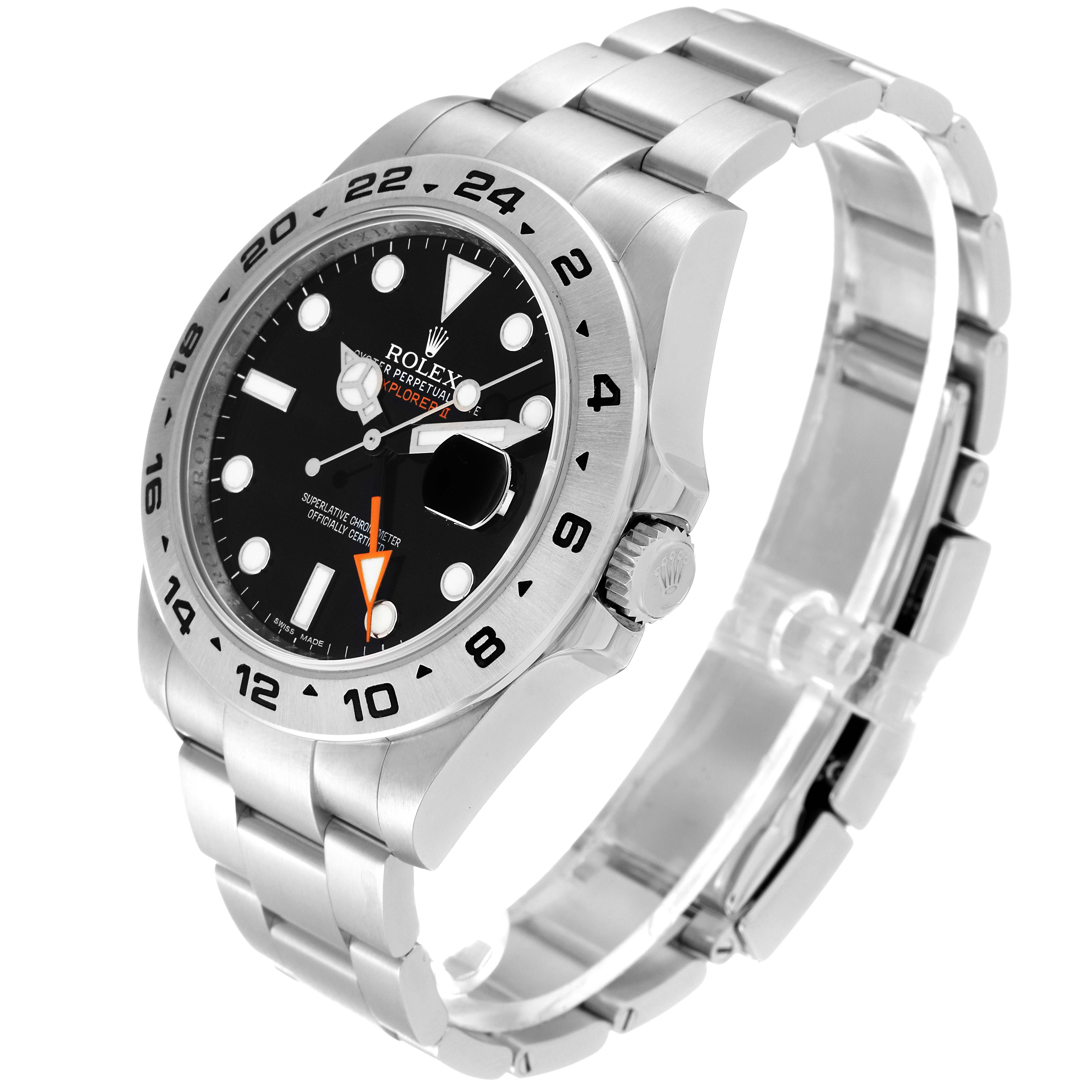 The Rolex Explorer 216570 Men's Stainless Steel Black Dial 216570 Men's Stainless Steel Black Dial watch is shown at a slight angle, displaying the dial, bezel, and stainless steel bracelet.