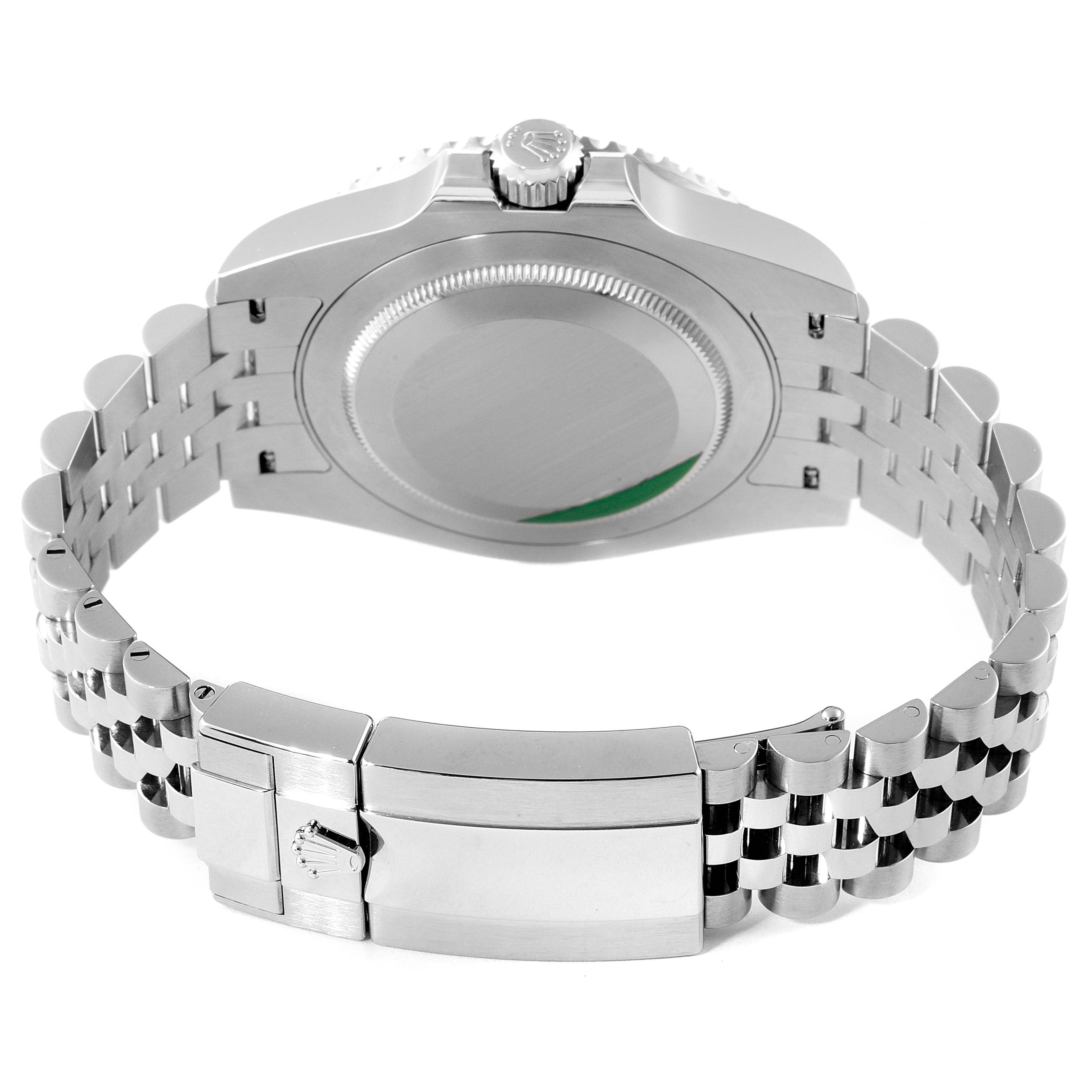 The image shows the back case and bracelet of a Rolex GMT-Master 126710 Men
s Stainless Steel Black Dial 126710 Men
s Stainless Steel Black Dial watch at an angle focusing on the clasp and underside.