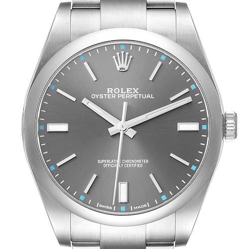 Photo of NOT FOR SALE Rolex Oyster Perpetual 39 Rhodium Dial Steel Mens Watch 114300 Box Card ADD ONE LINK
