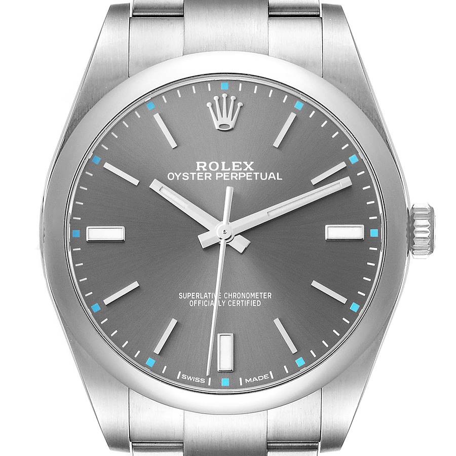 NOT FOR SALE Rolex Oyster Perpetual 39 Rhodium Dial Steel Mens Watch 114300 Box Card ADD ONE LINK SwissWatchExpo
