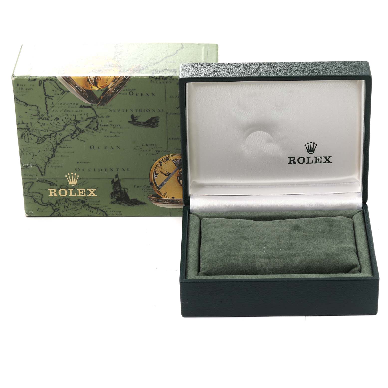 This image shows a Rolex Oyster Perpetual 67194 Women's Stainless Steel Black Dial 67194 Women's Stainless Steel Black Dial watch box, including both the outer and inner packaging.