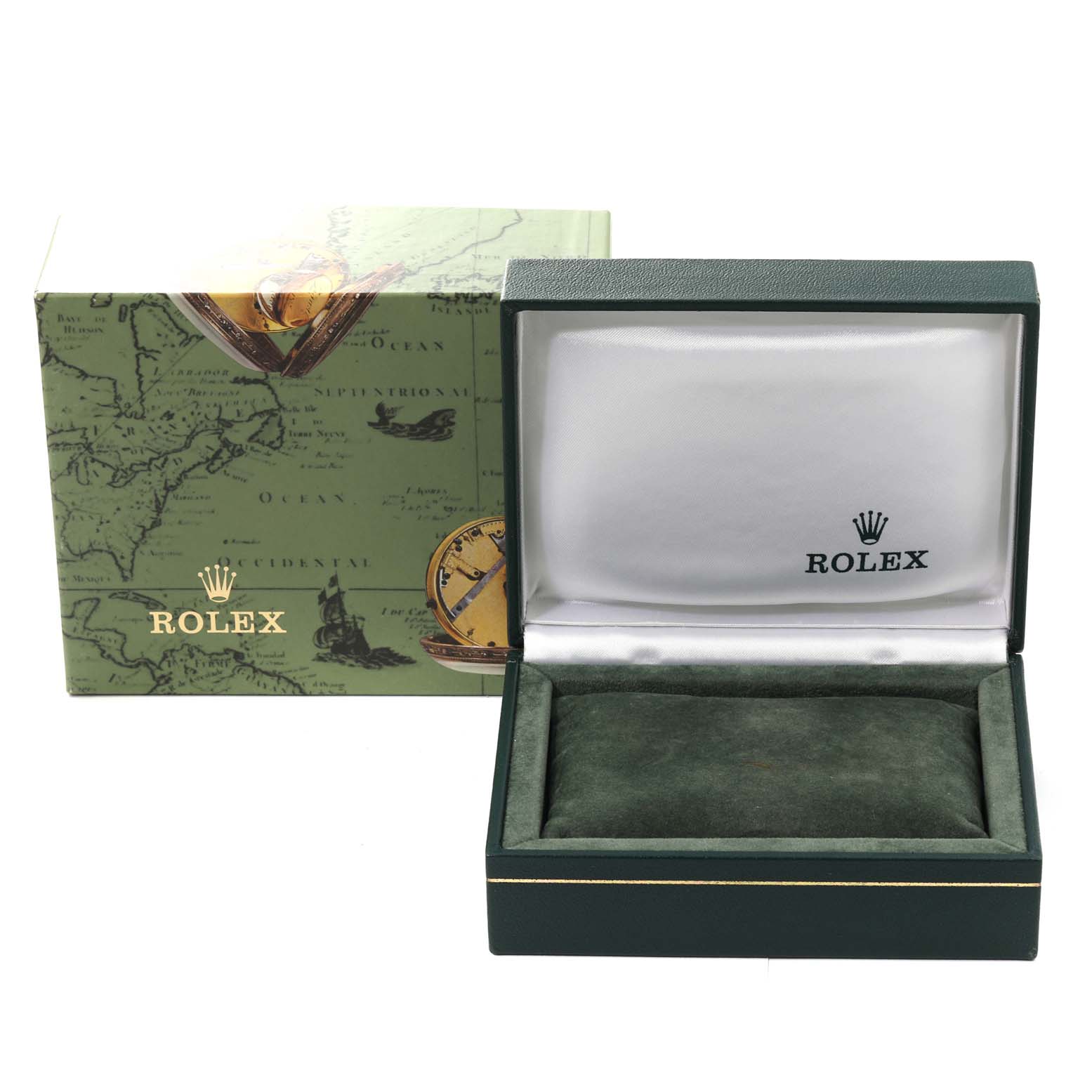 The image shows the packaging and open box for a Rolex Oyster Perpetual 67180 Women's Stainless Steel Silver Dial 67180 Women's Stainless Steel Silver Dial watch, featuring the logo inside the box lid.