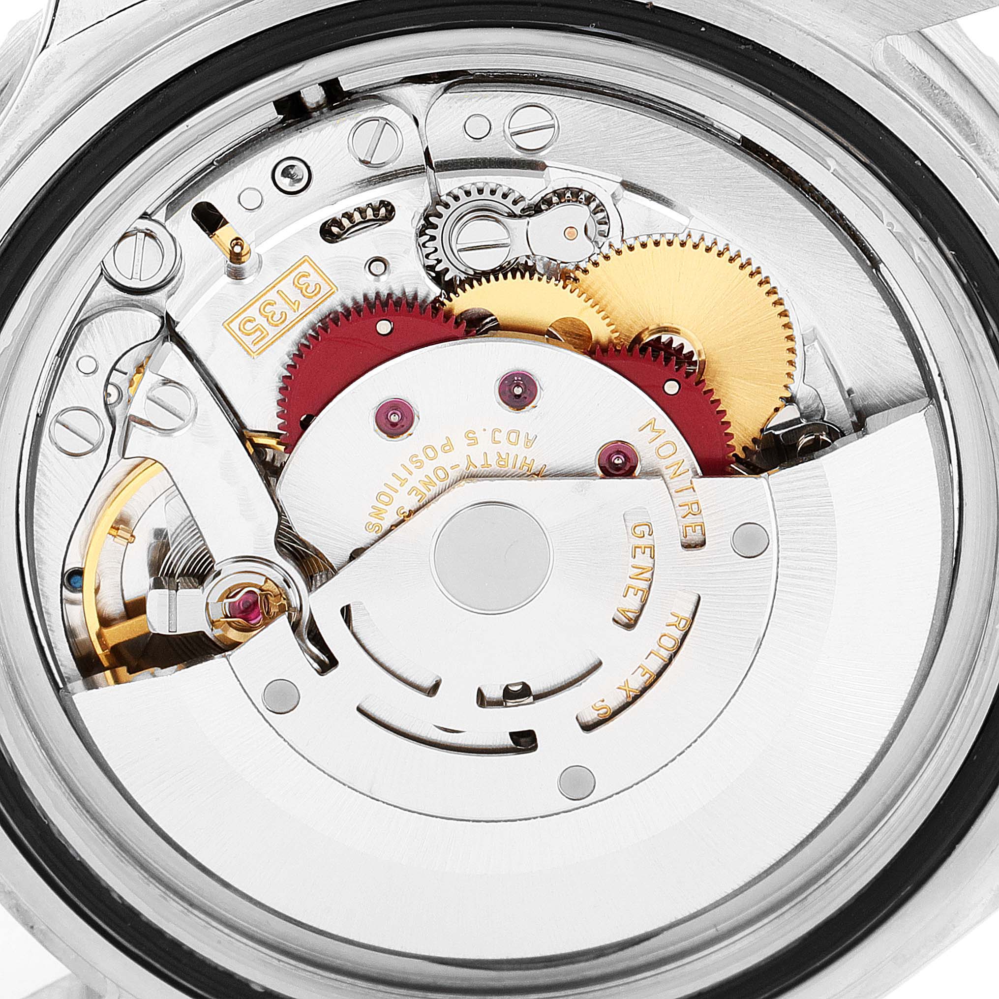 This image shows the internal mechanical movement of a Rolex Submariner 16610 Men
s Stainless Steel Black Dial 16610 Men
s Stainless Steel Black Dial watch from a close-up view.